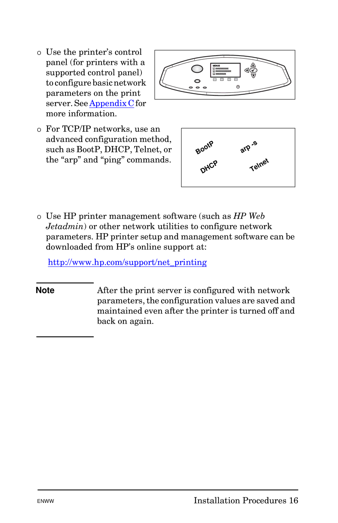 HP 620n Fast Ethernet Print Server manual Menus 