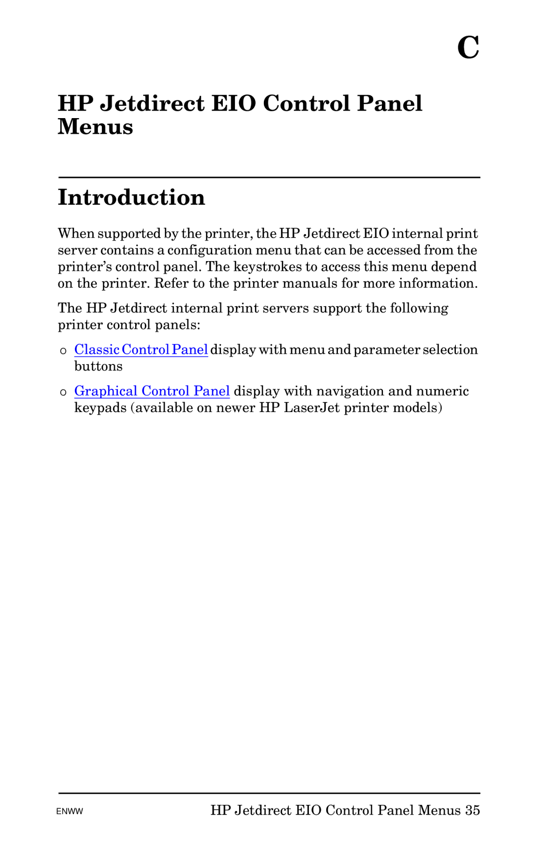 HP 620n Fast Ethernet Print Server manual HP Jetdirect EIO Control Panel Menus Introduction 