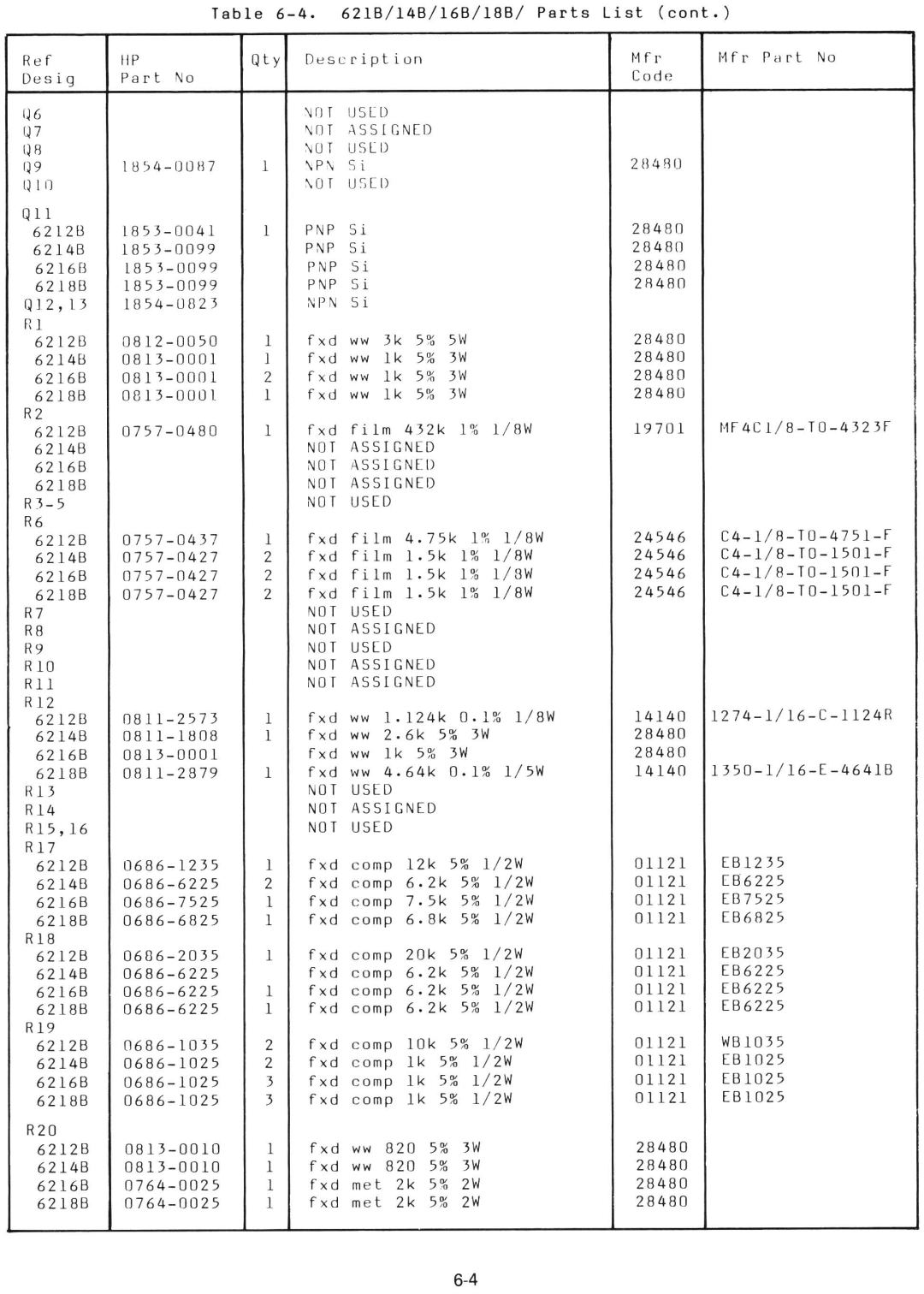 HP 6216B, 6214B, 6218B manual 