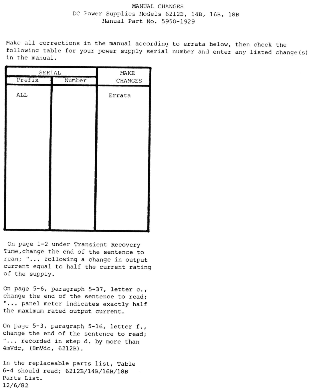 HP 6218B, 6214B, 6216B manual 