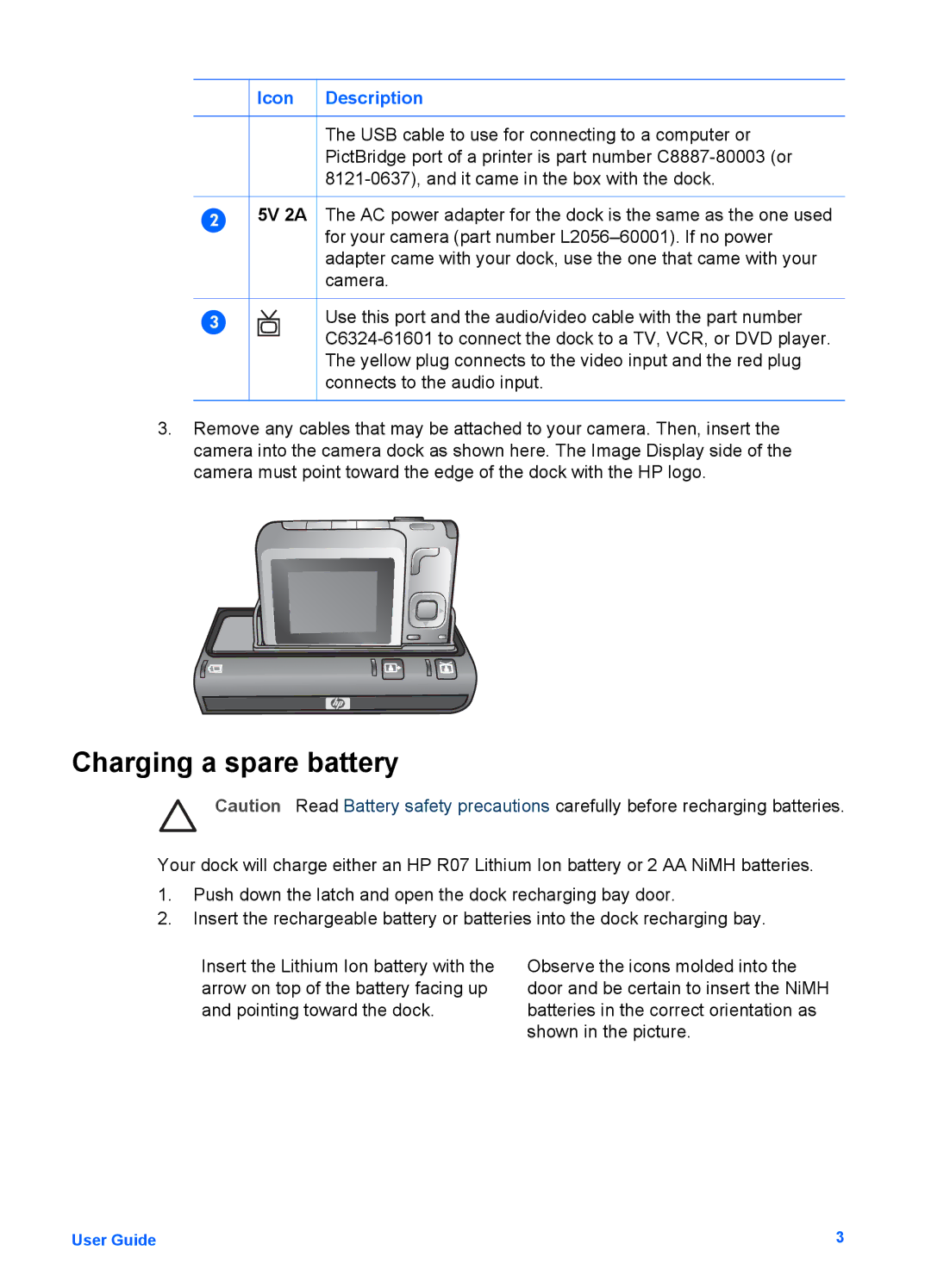 HP 6221 manual Charging a spare battery 