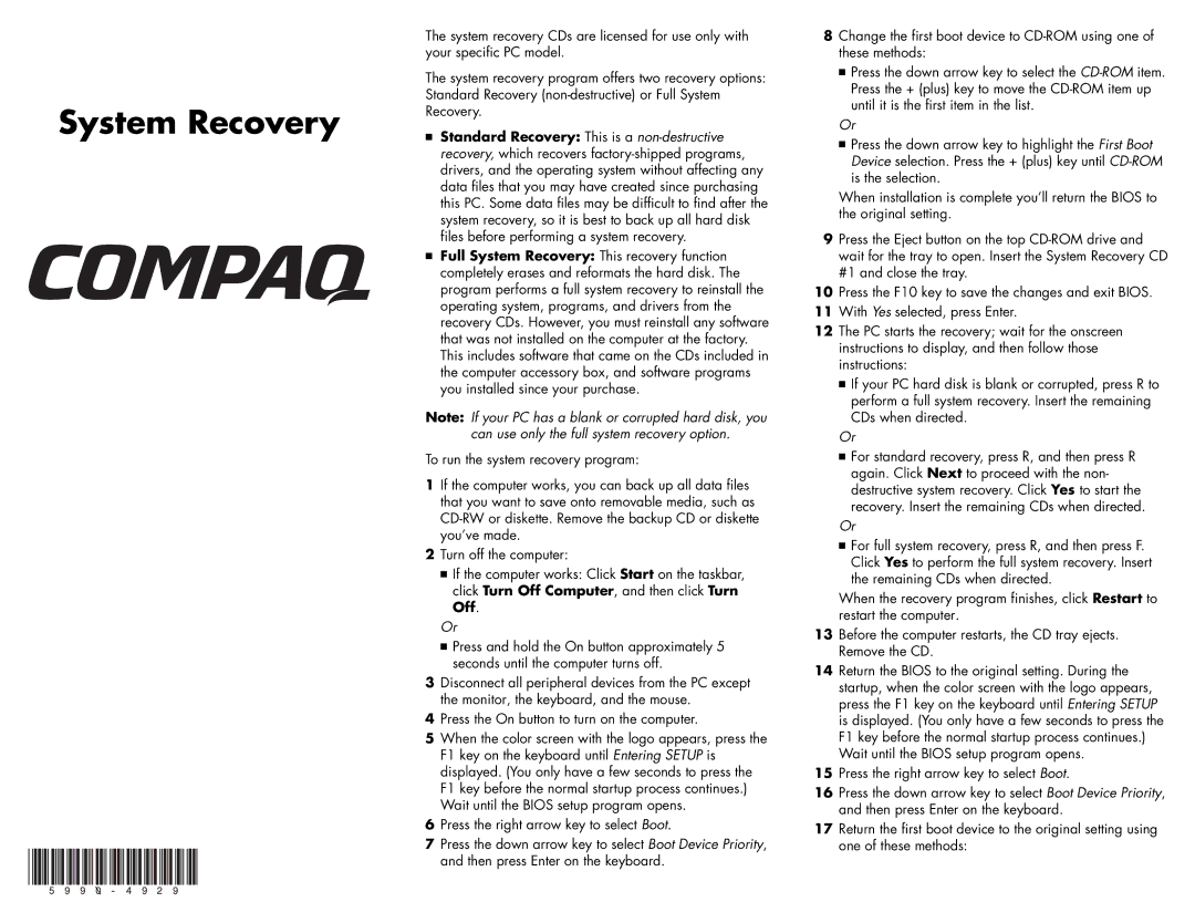 HP 6245AP manual System Recovery 