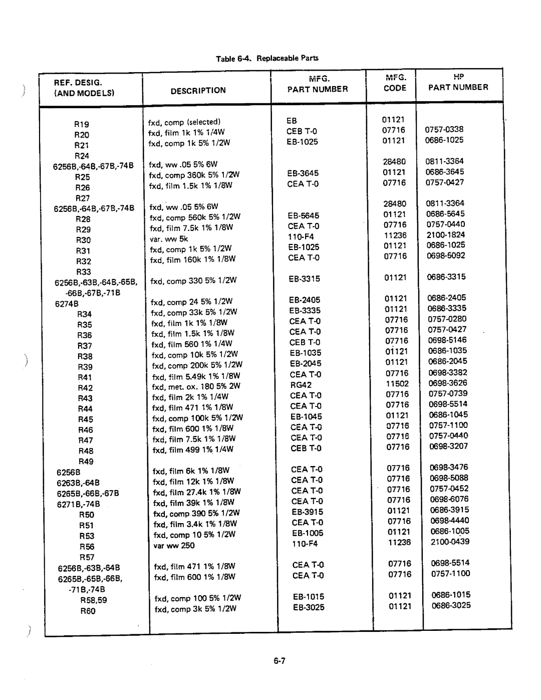 HP 6267B, 6256B, 6274B, 6271B, 6266B, 6265B, 6264B, 6263B manual 