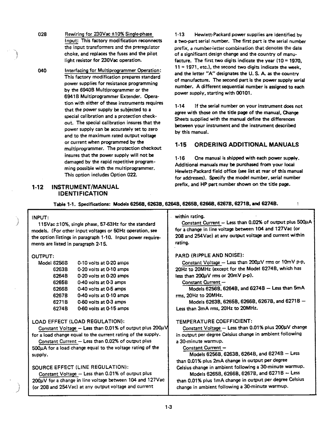 HP 6263B, 6256B, 6274B, 6271B, 6266B, 6267B, 6265B, 6264B manual 