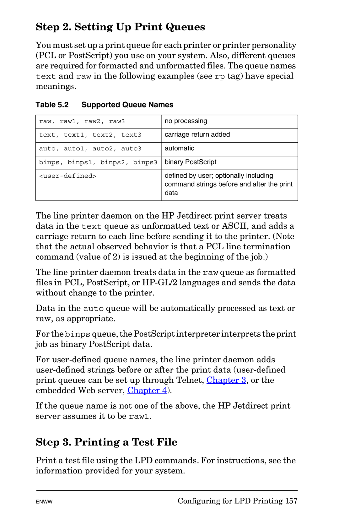 HP 625n Gigabit Ethernet Print Server manual Setting Up Print Queues, Printing a Test File, Supported Queue Names 