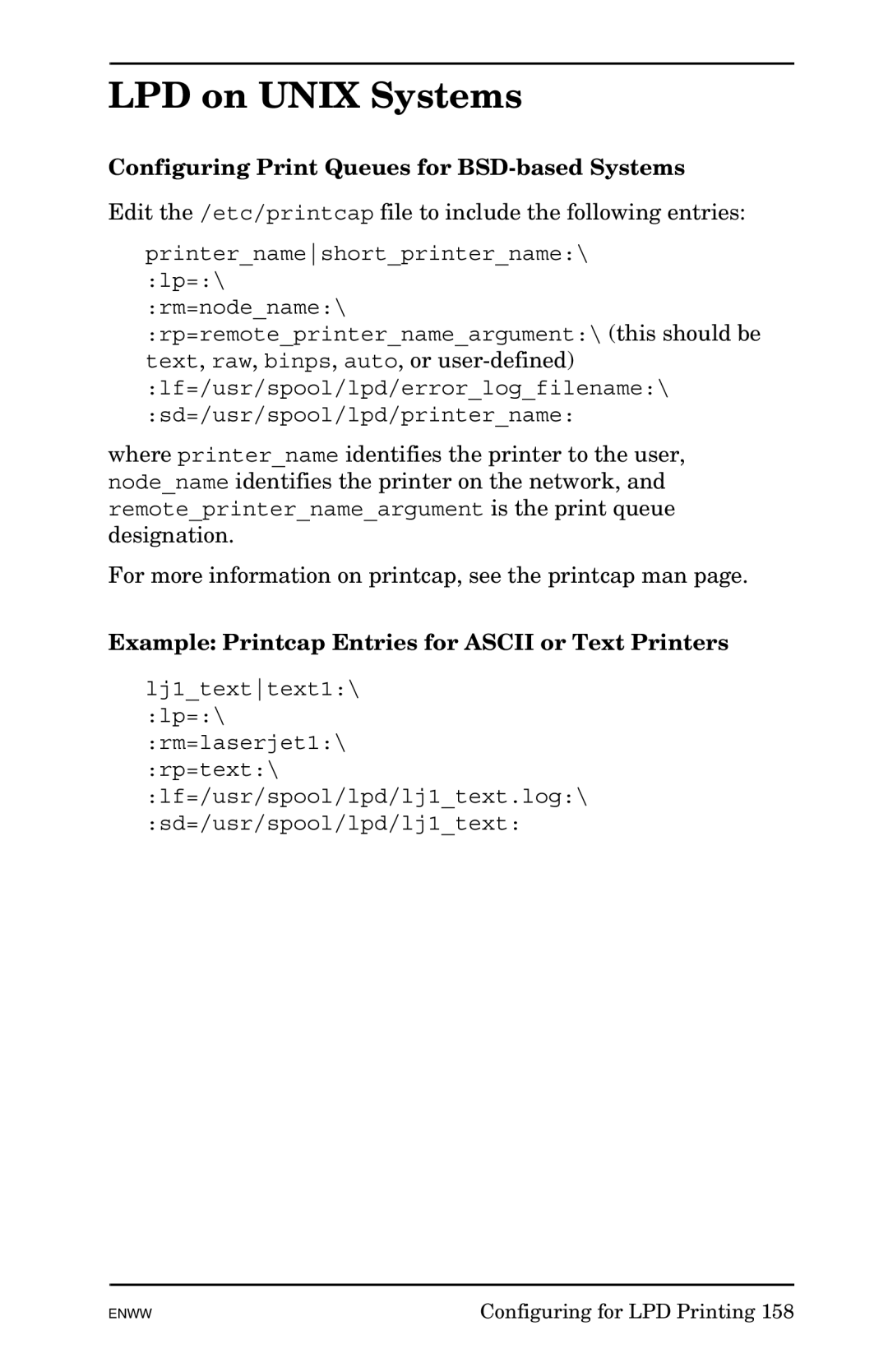 HP 625n Gigabit Ethernet Print Server manual LPD on Unix Systems, Configuring Print Queues for BSD-based Systems 