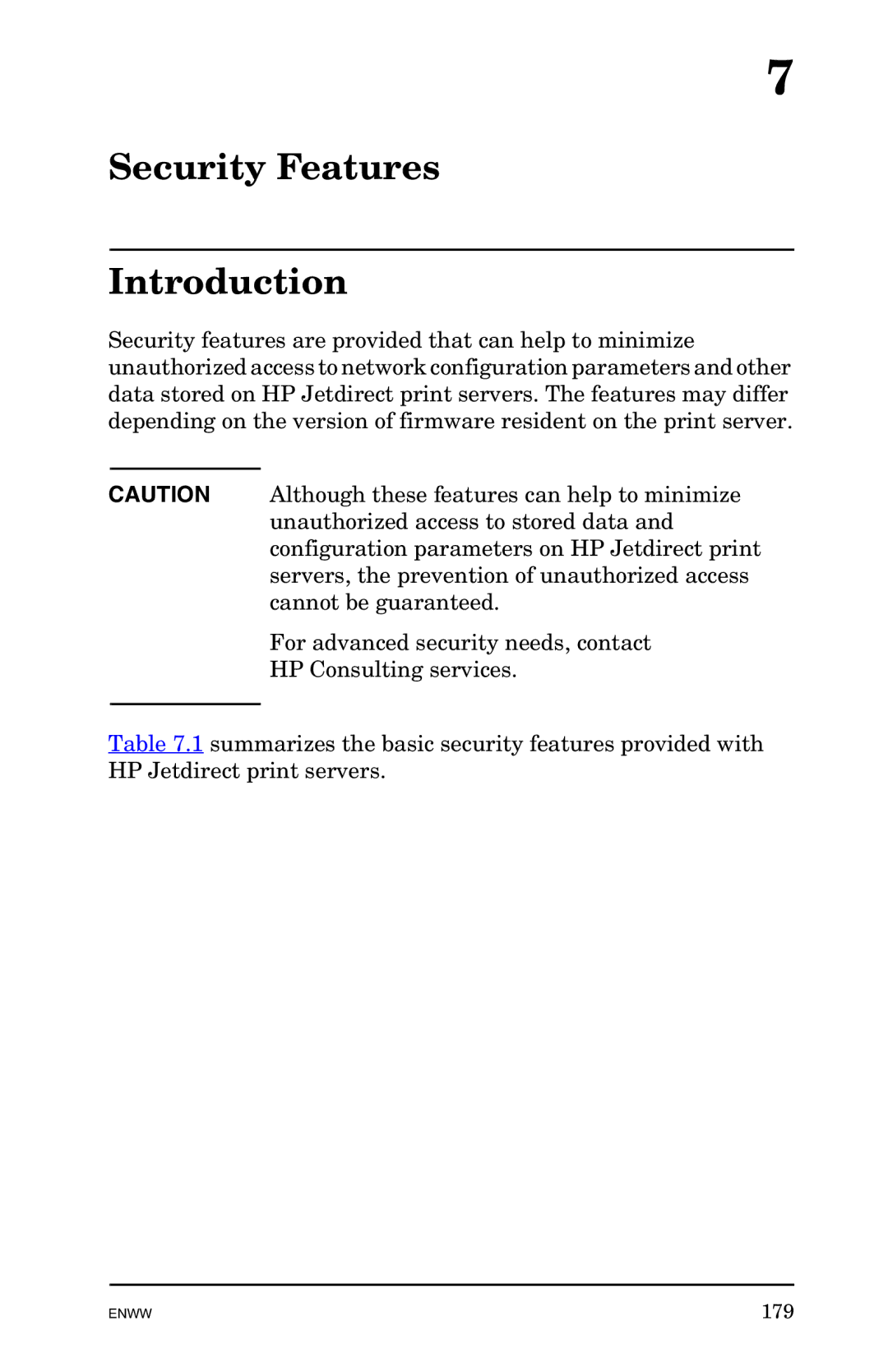 HP 625n Gigabit Ethernet Print Server manual Security Features Introduction 