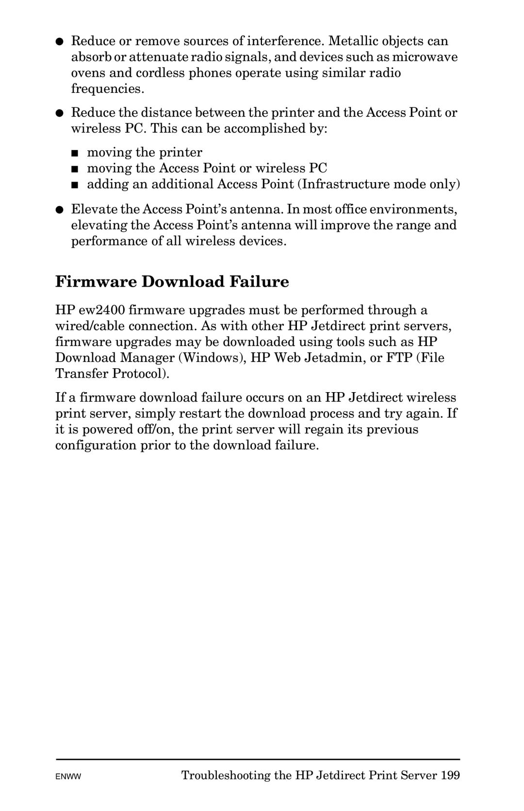 HP 625n Gigabit Ethernet Print Server manual Firmware Download Failure 