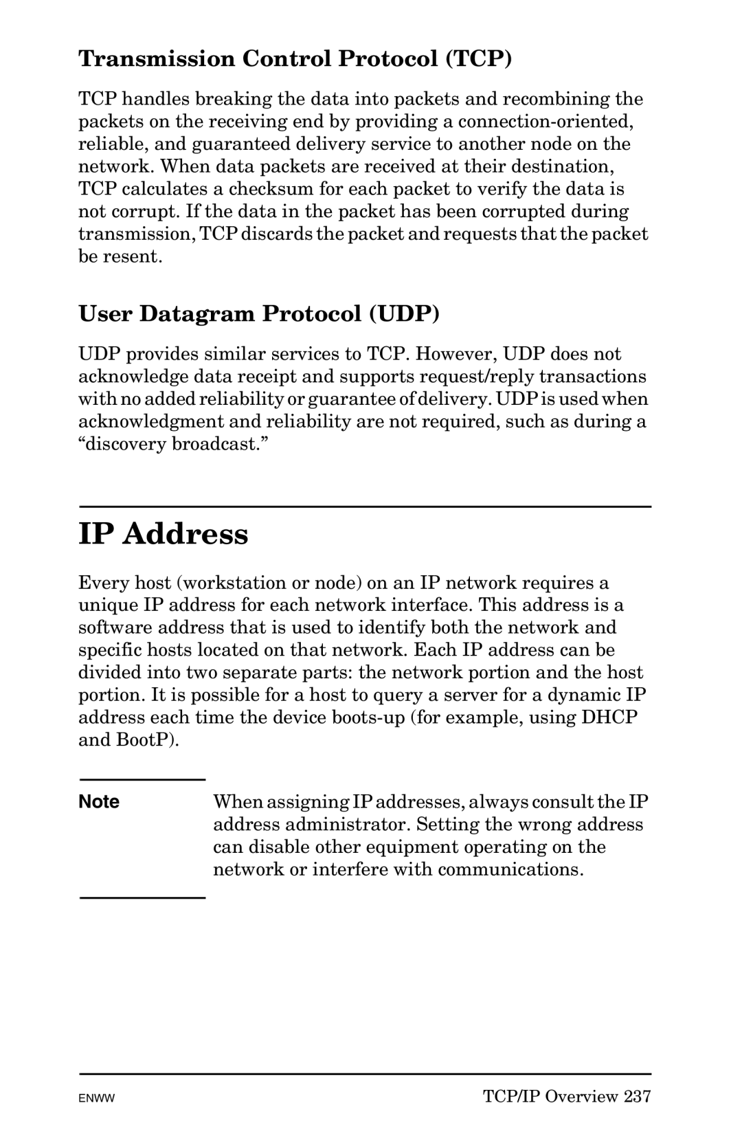 HP 625n Gigabit Ethernet Print Server manual IP Address, Transmission Control Protocol TCP, User Datagram Protocol UDP 