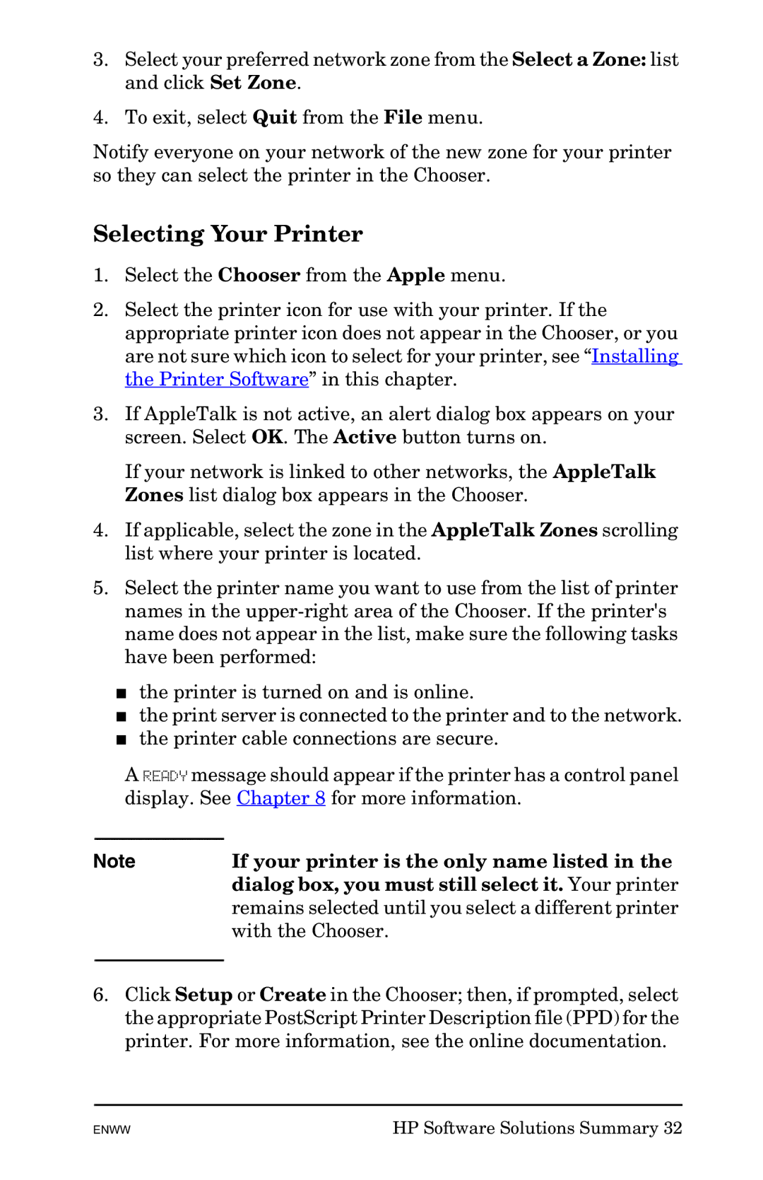 HP 625n Gigabit Ethernet Print Server manual Selecting Your Printer, If your printer is the only name listed 