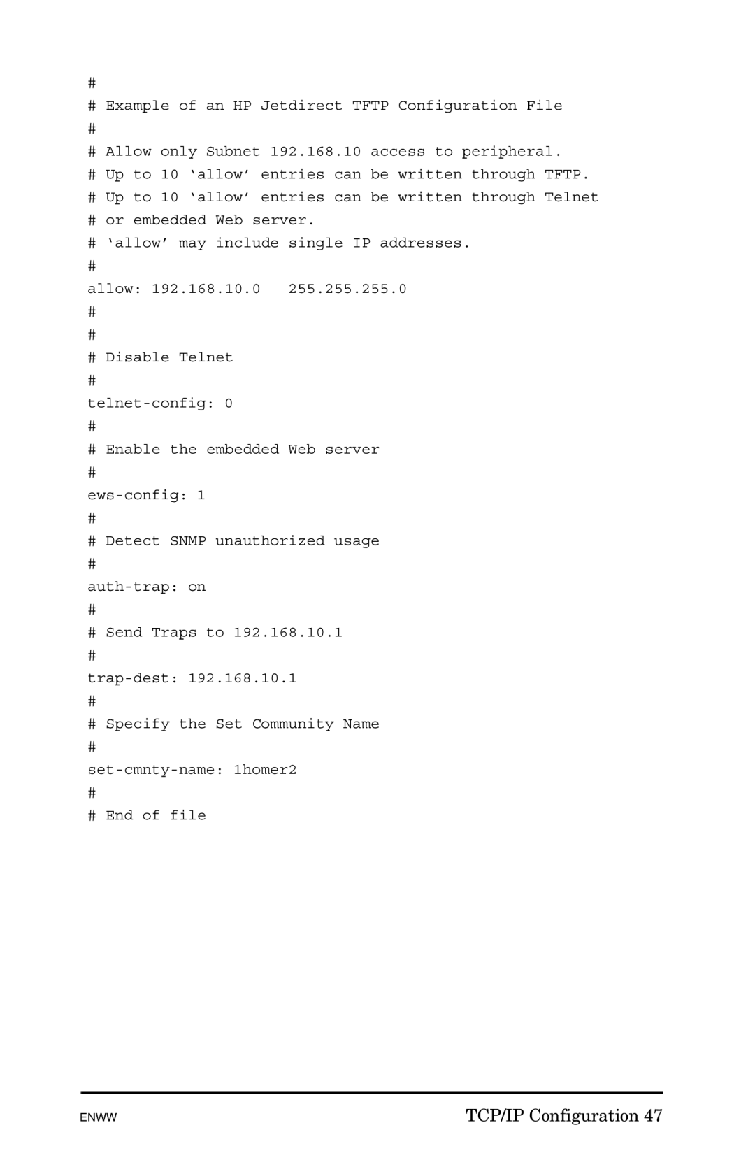 HP 625n Gigabit Ethernet Print Server manual TCP/IP Configuration 