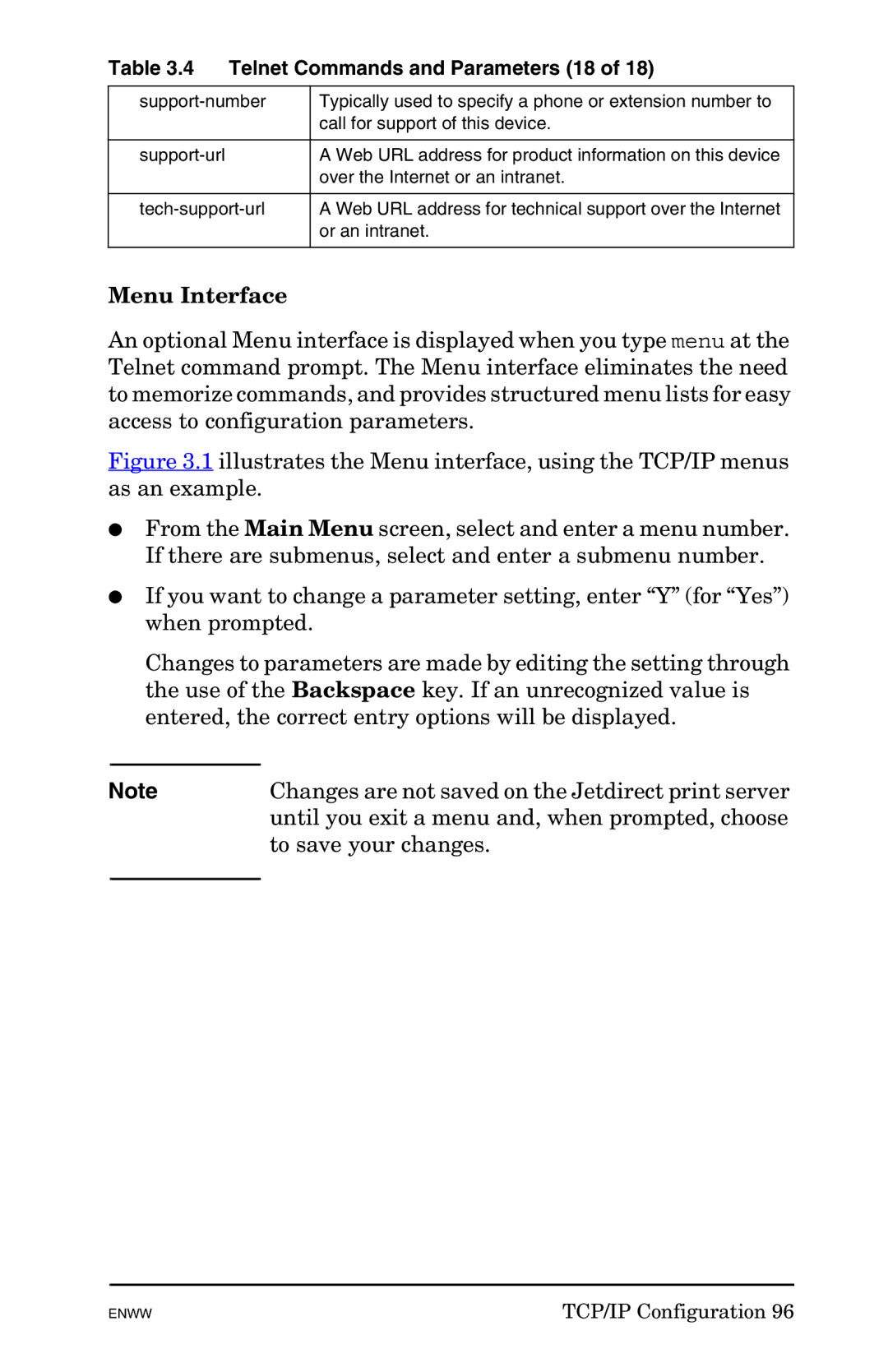 HP 625n Gigabit Ethernet Print Server manual Menu Interface, Telnet Commands and Parameters 18, Or an intranet 