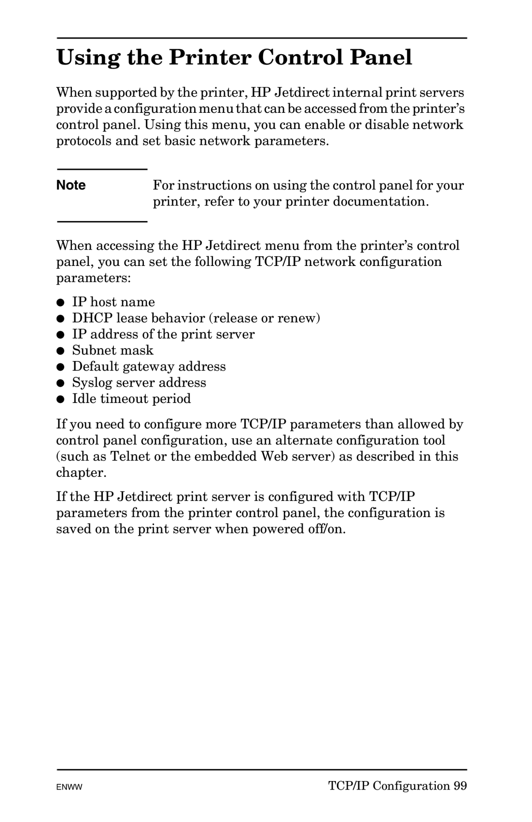 HP 625n Gigabit Ethernet Print Server manual Using the Printer Control Panel 