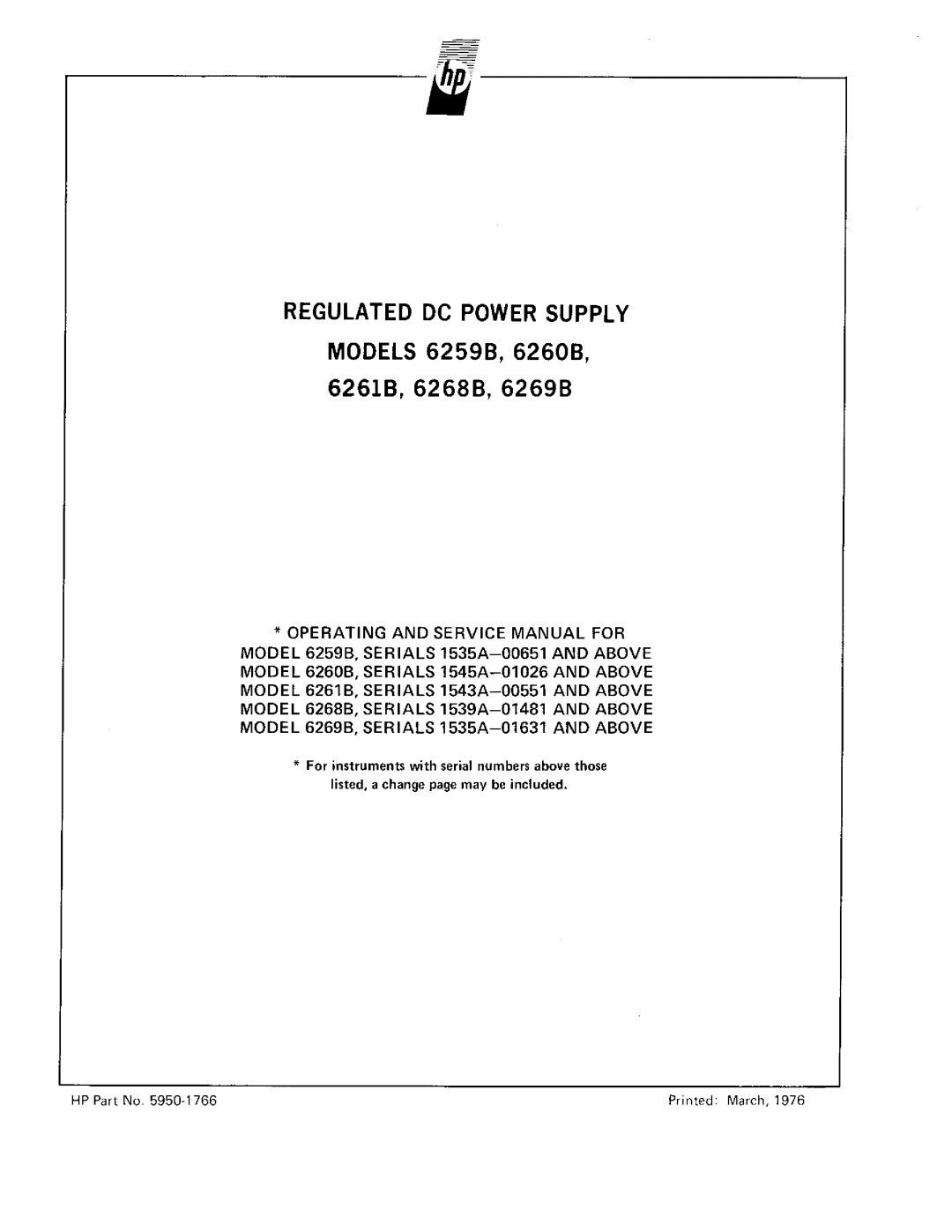 HP 6261B, 6268B, 6260B, 6259B manual 