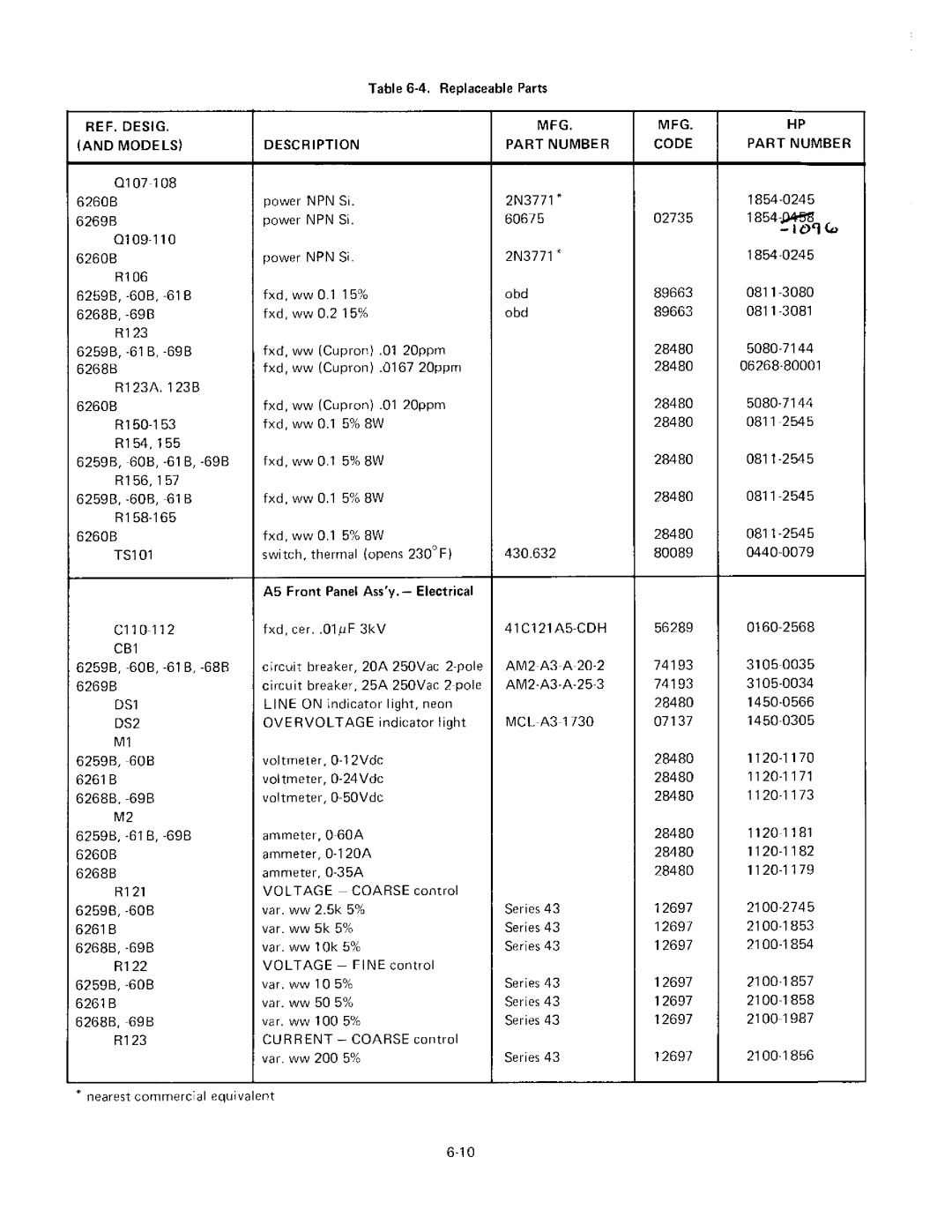 HP 6268B, 6261B, 6260B, 6259B manual 