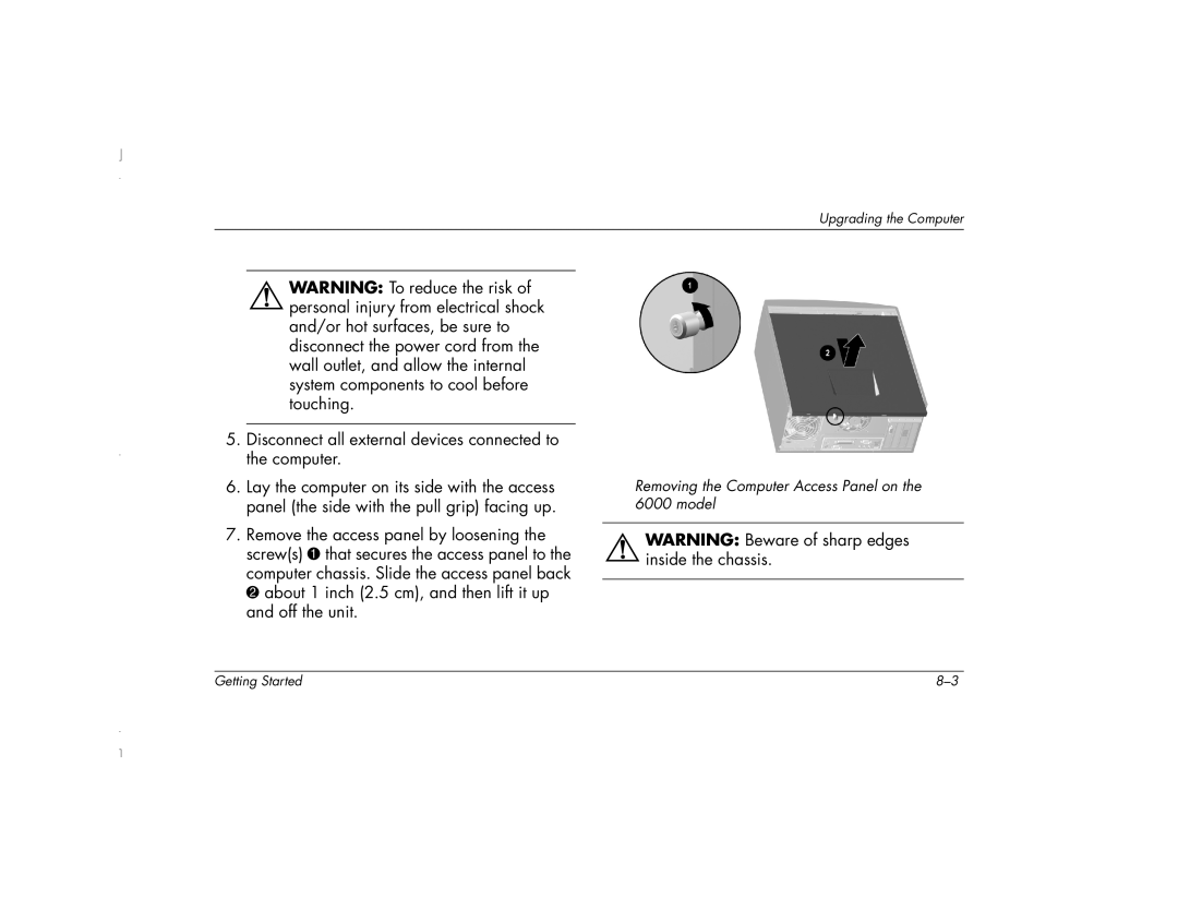 HP 6271AP manual Disconnect all external devices connected to the computer 