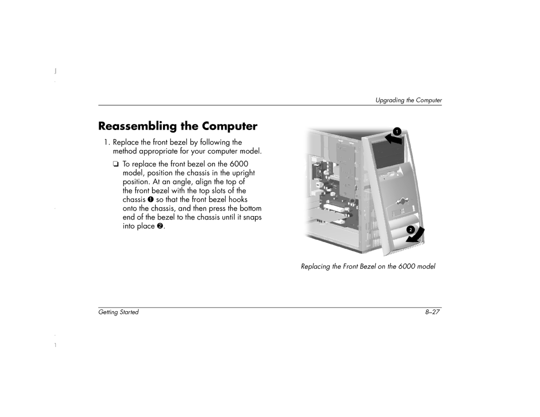 HP 6271AP manual Reassembling the Computer 