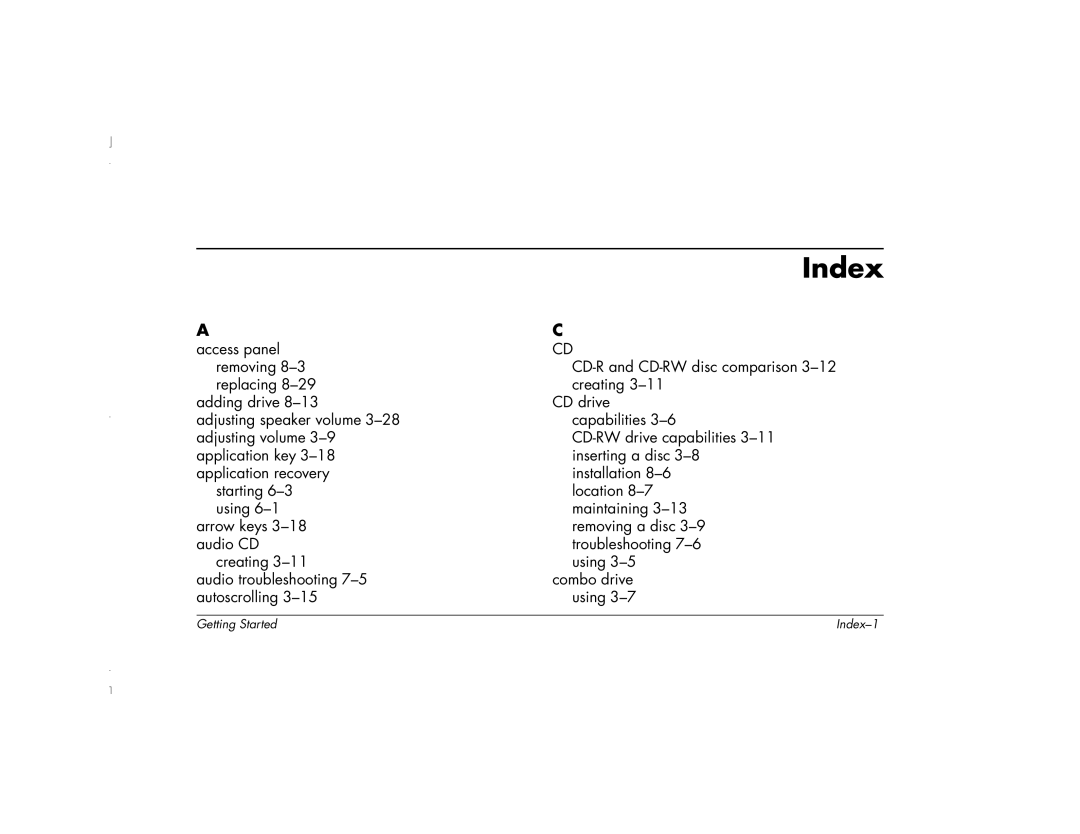 HP 6271AP manual Index 