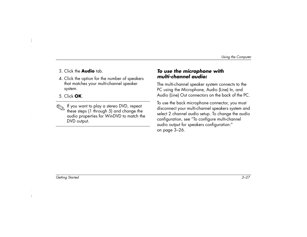 HP 6271AP manual To use the microphone with multi-channel audio 