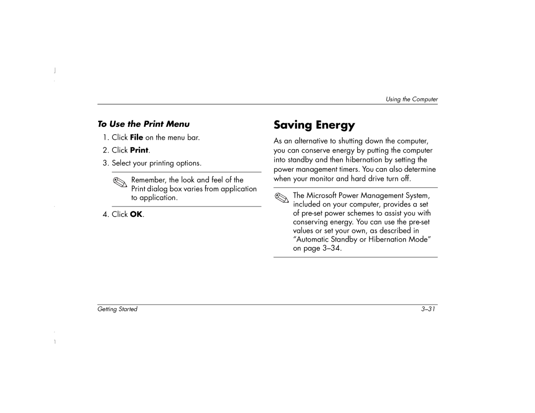 HP 6271AP manual Saving Energy, To Use the Print Menu 