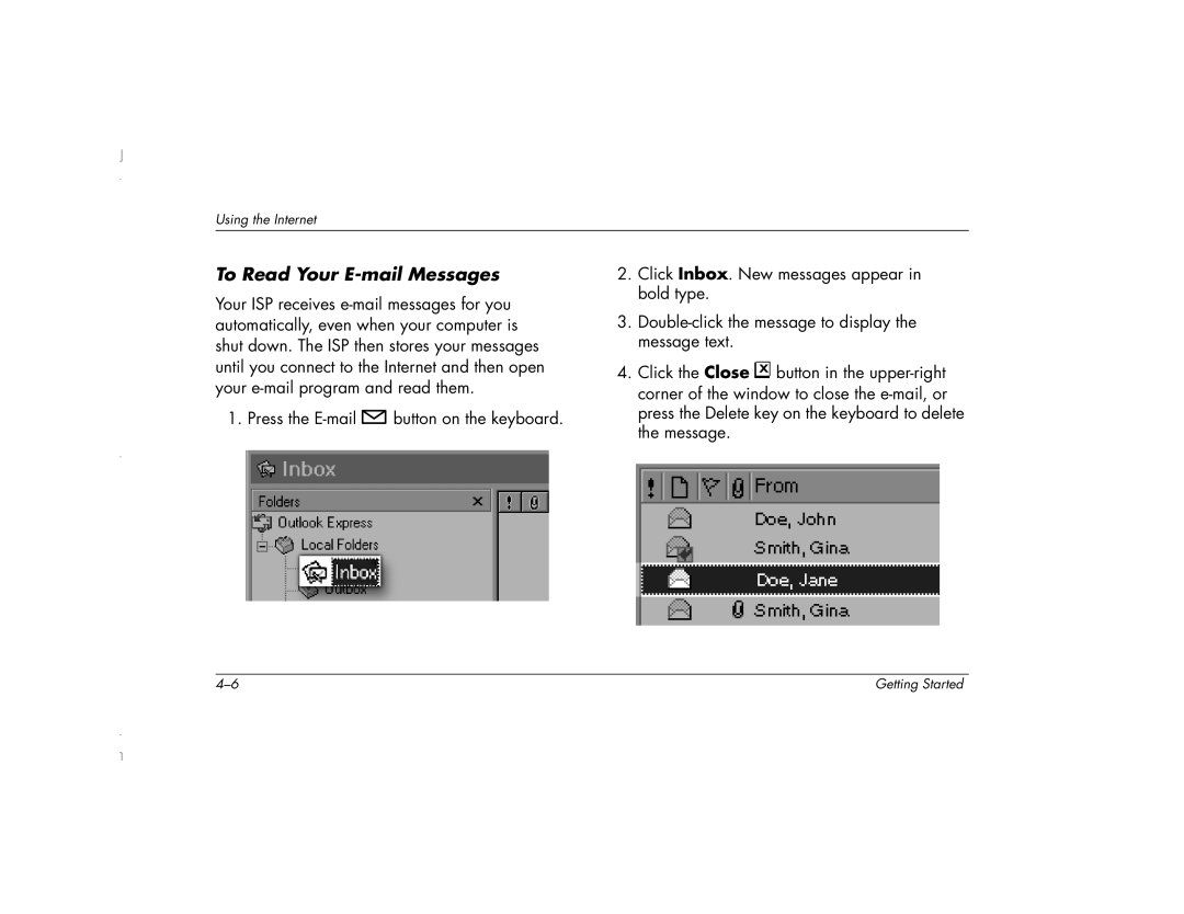 HP 6271AP manual To Read Your E-mail Messages 