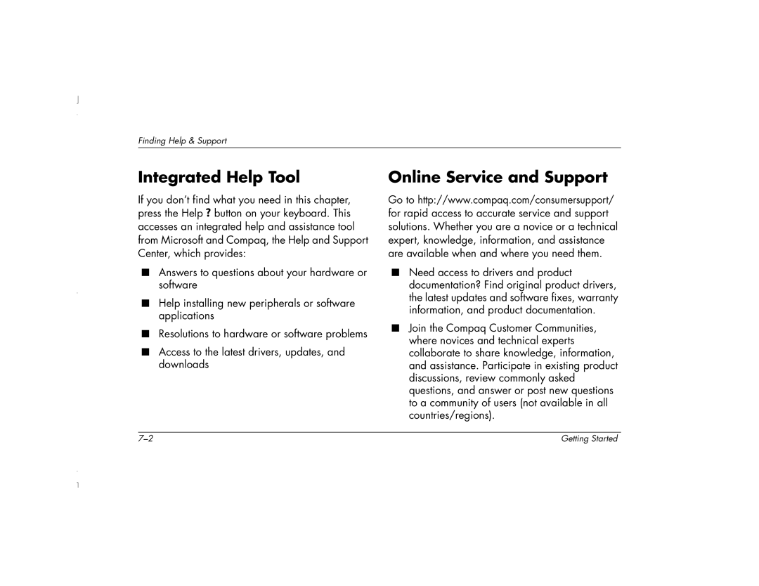 HP 6271AP manual Integrated Help Tool, Online Service and Support 