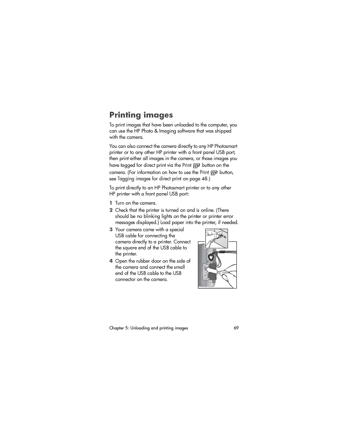 HP 630 manual Printing images, Have tagged for direct print via the Print button on 