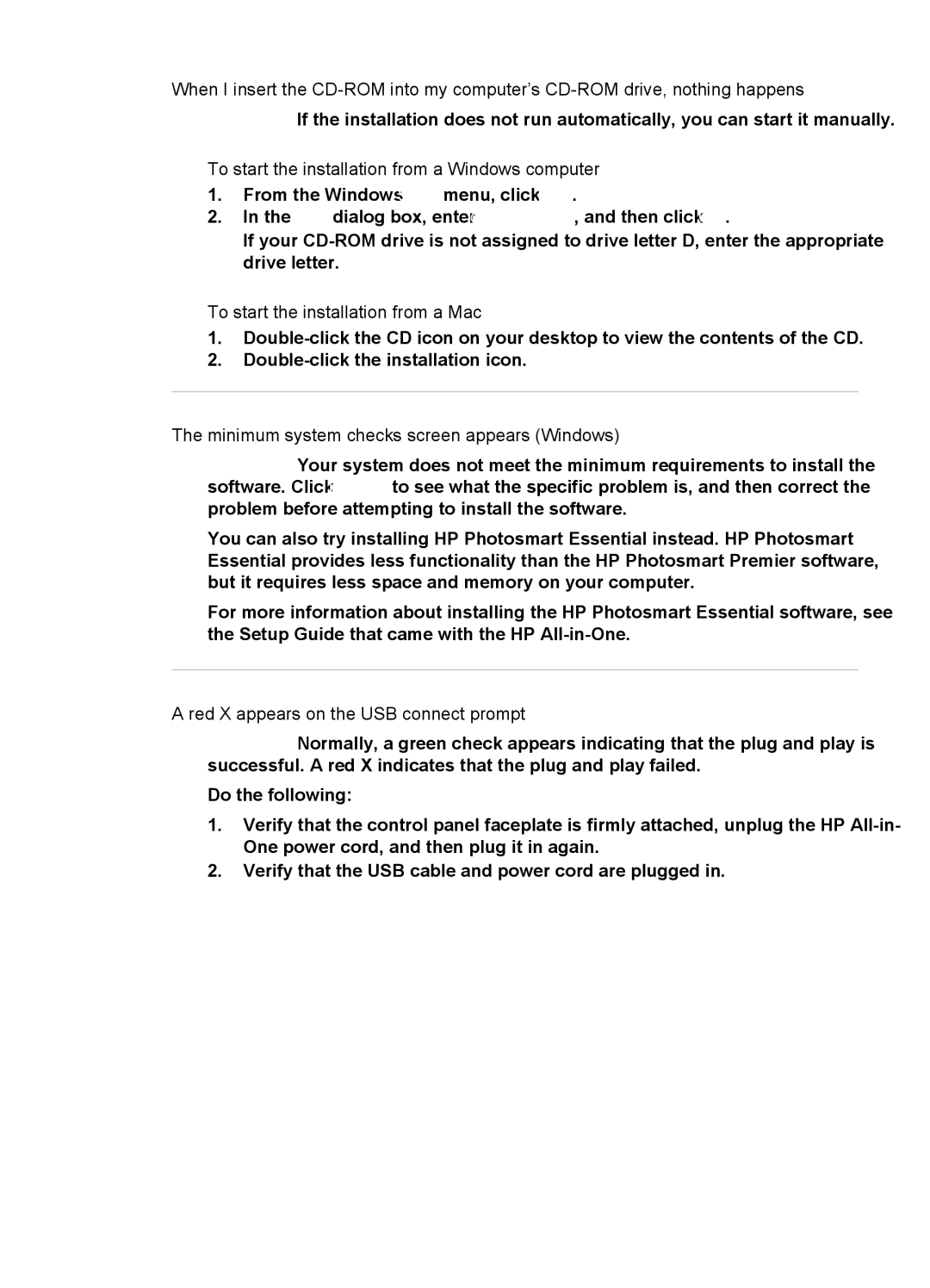 HP 6310xi manual To start the installation from a Windows computer, To start the installation from a Mac 