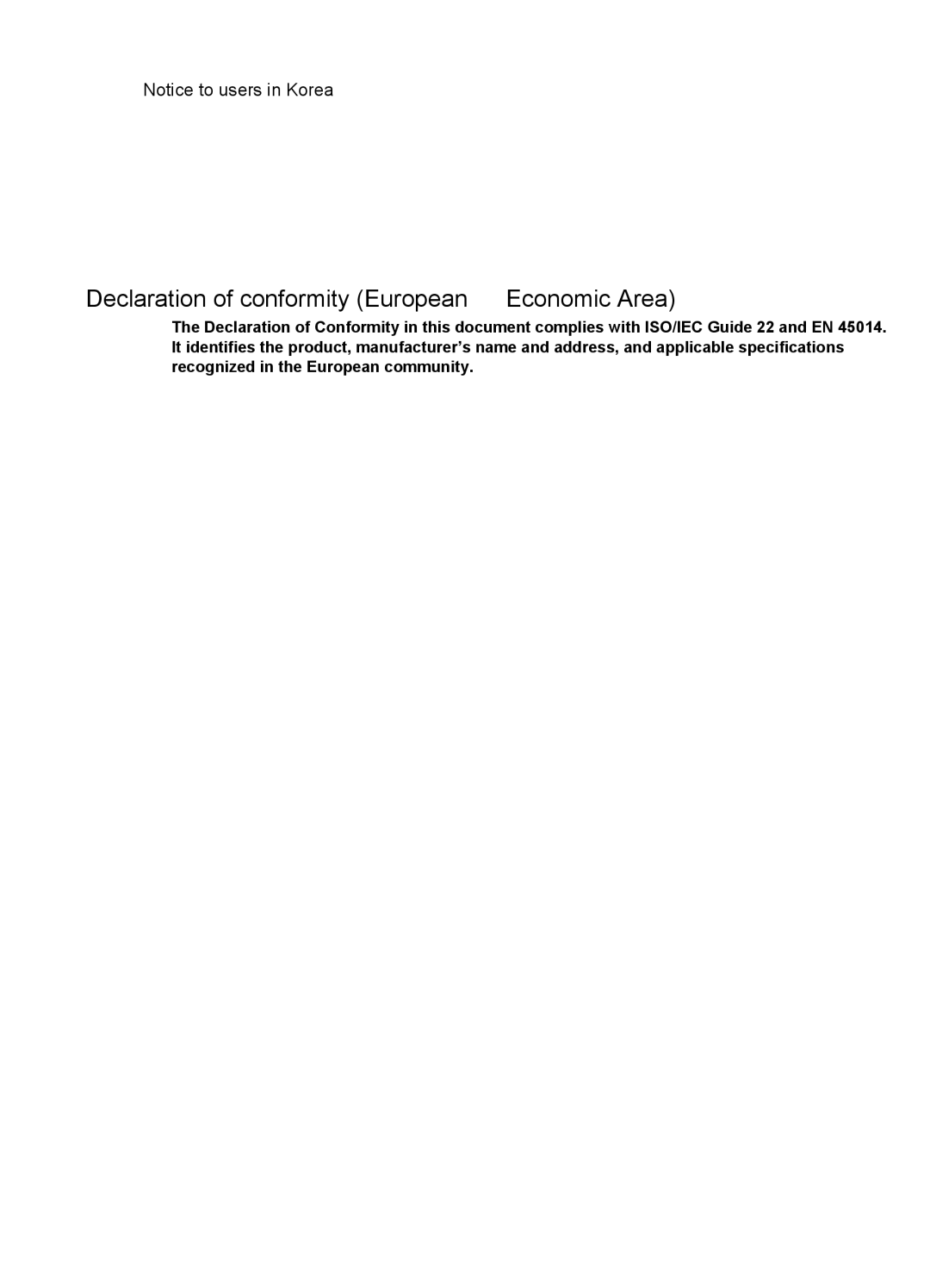 HP 6310xi manual Declaration of conformity European Economic Area 