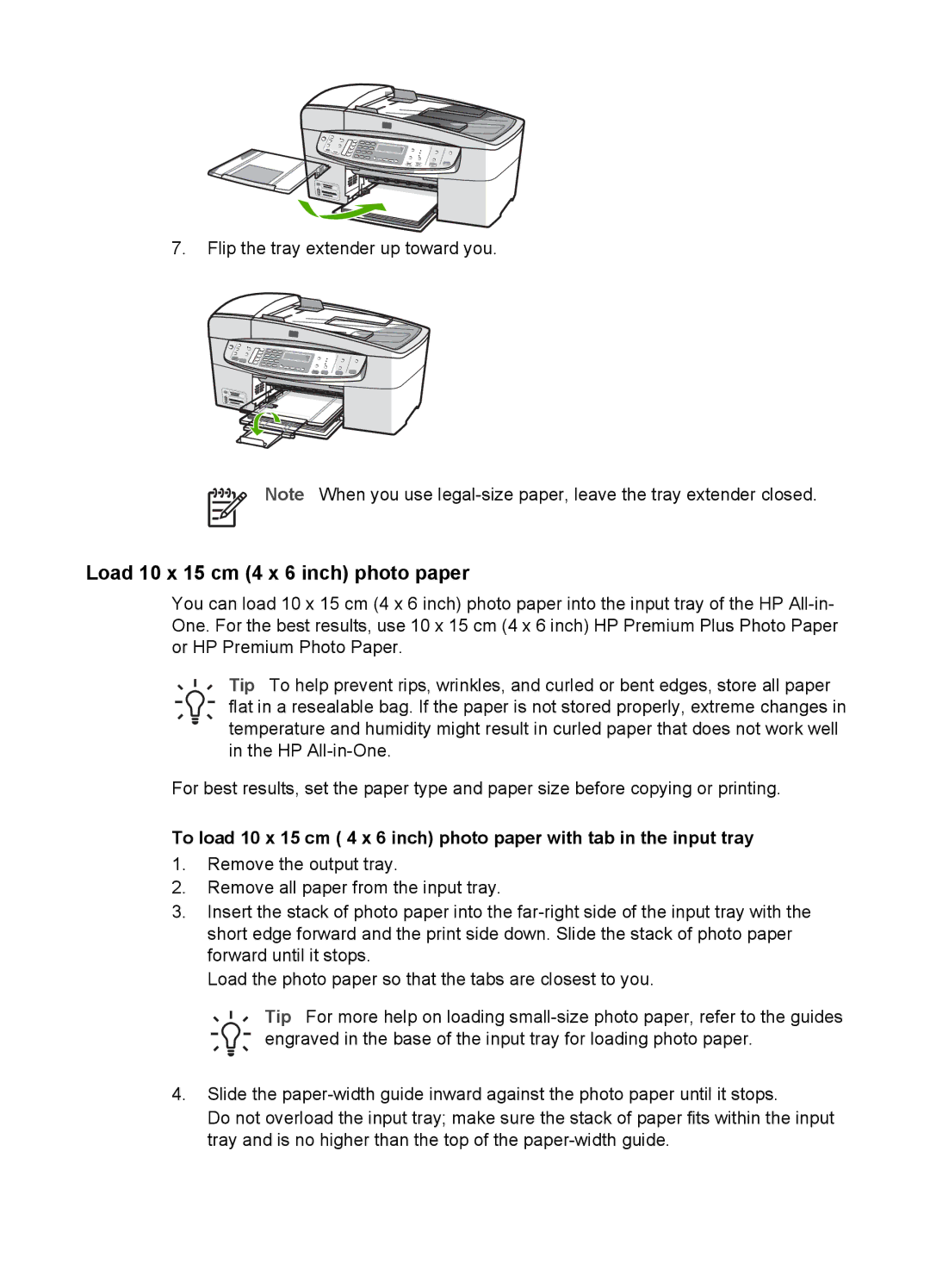 HP 6310xi manual Load 10 x 15 cm 4 x 6 inch photo paper 