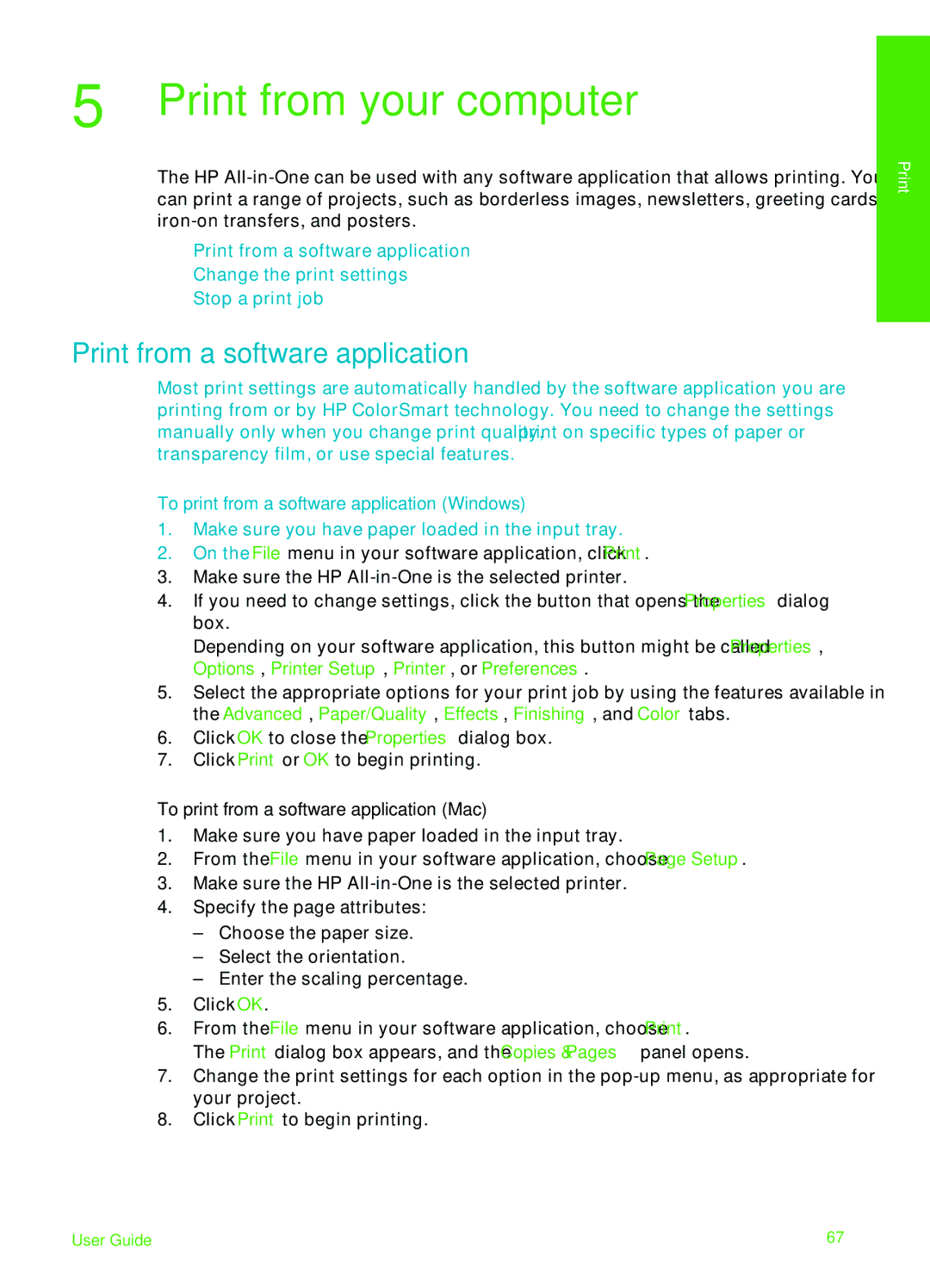 HP 6310xi Print from your computer, Print from a software application, To print from a software application Windows 