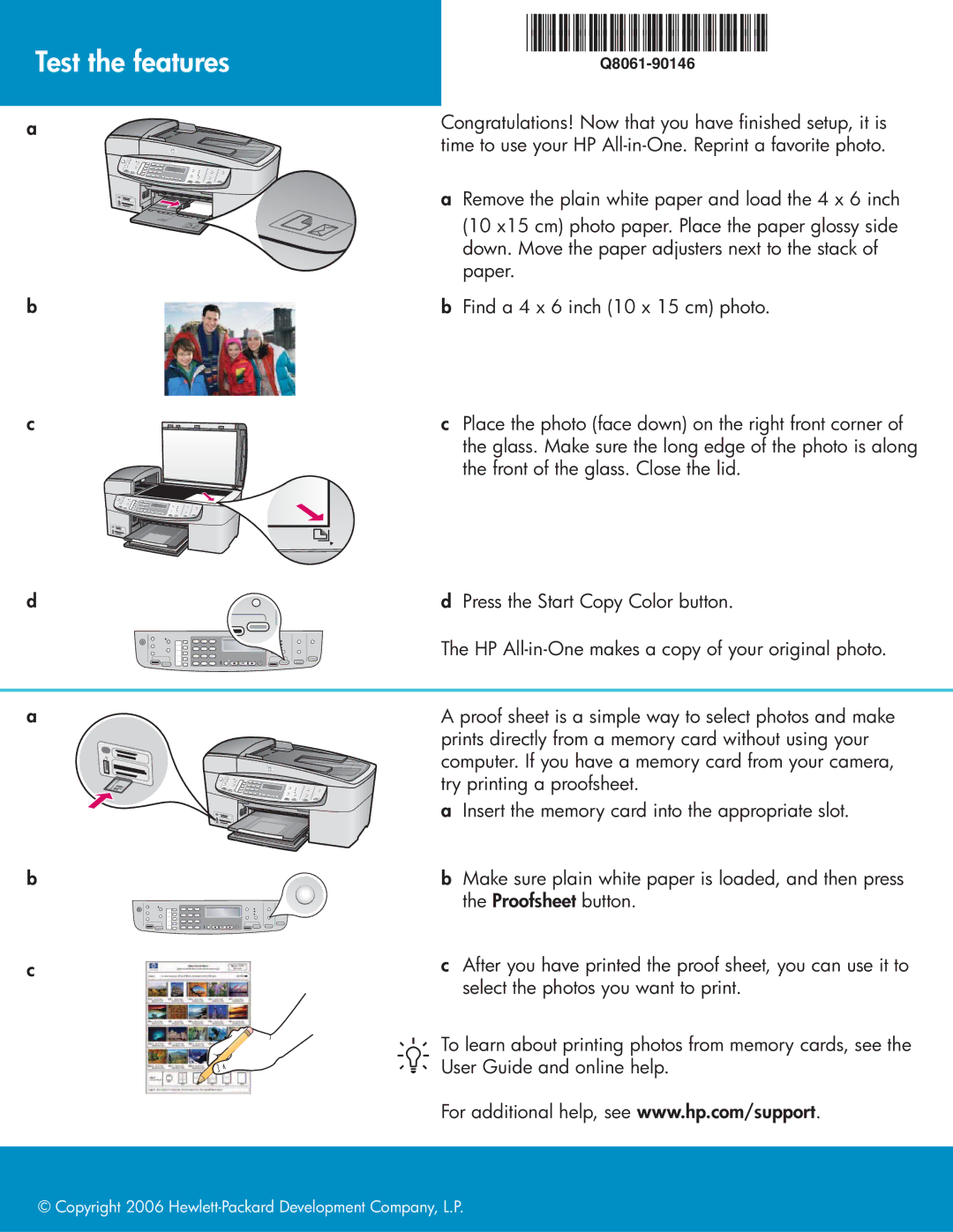 HP 6310xi manual Test the features, Q8061-90146 