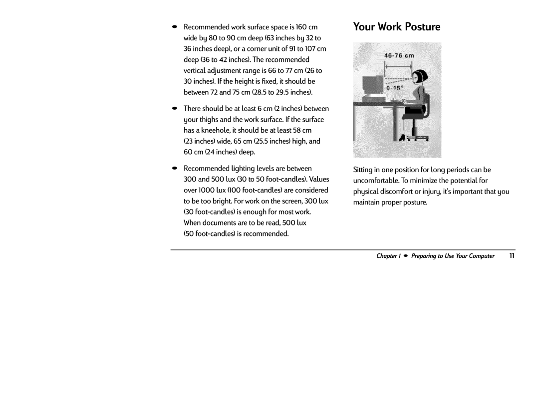 HP 6346 (US), 6340 (US/CAN) manual Your Work Posture 