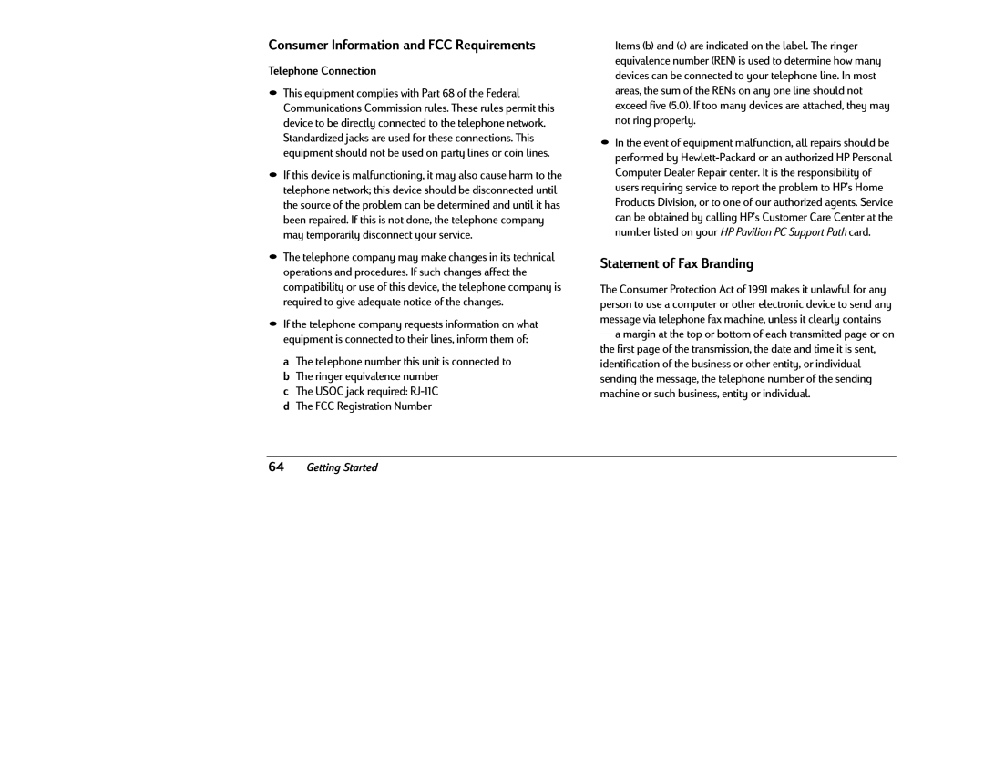 HP 6340 (US/CAN), 6346 (US) manual Standardized, FCC Requir m ts 