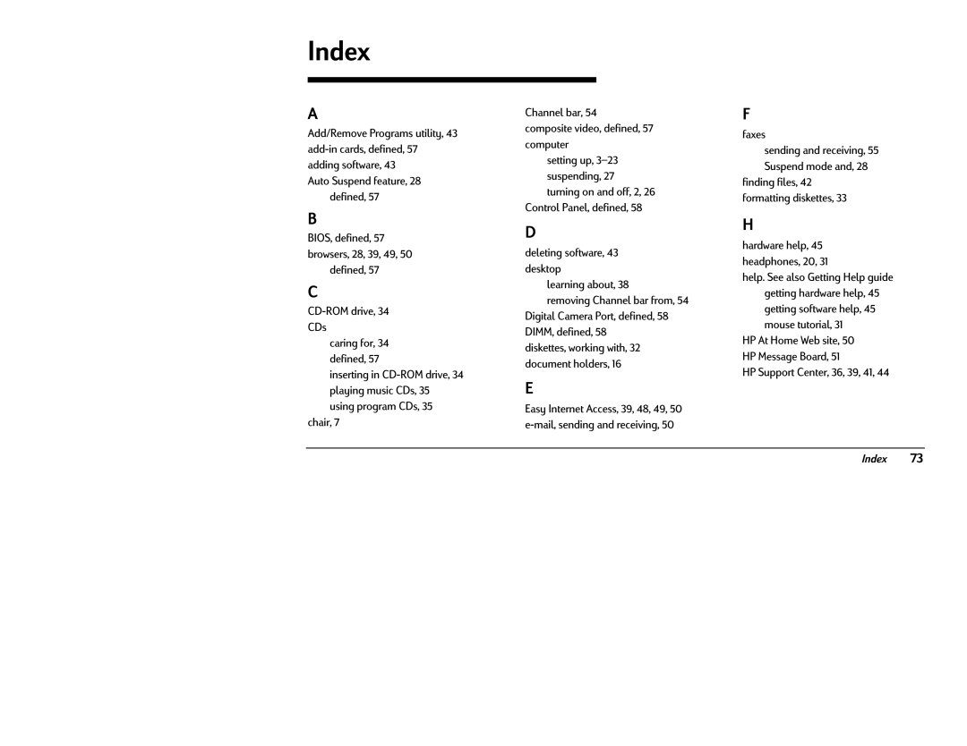 HP 6346 (US), 6340 (US/CAN) manual Index, Auto 