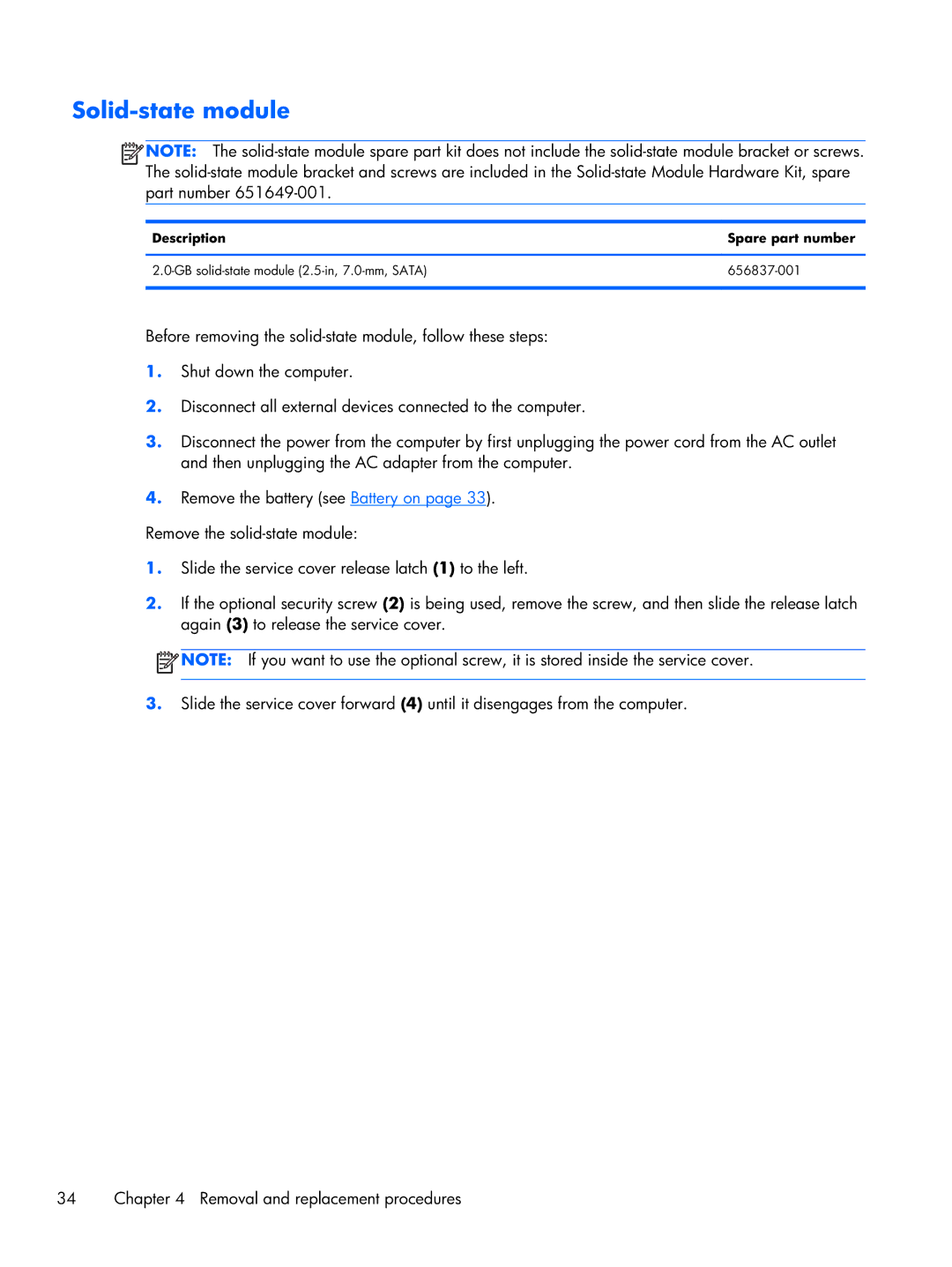 HP 6360t Mobile manual Solid-state module 