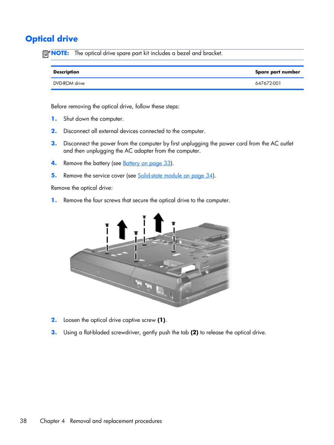 HP 6360t Mobile manual Optical drive 