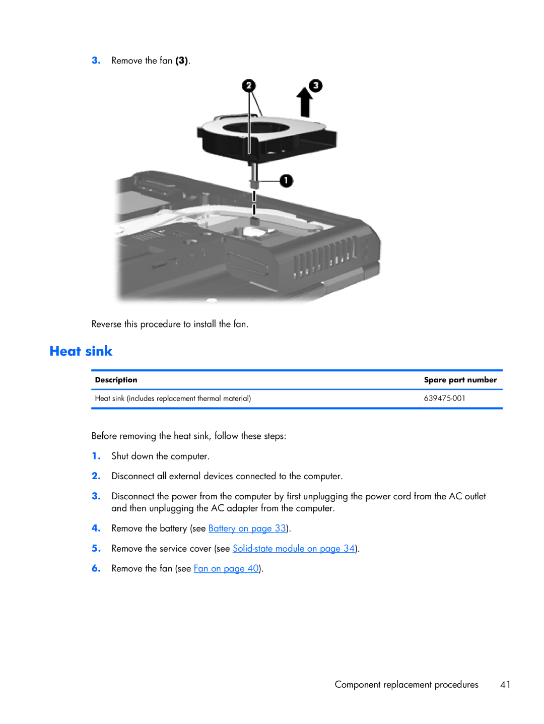 HP 6360t Mobile manual Heat sink 