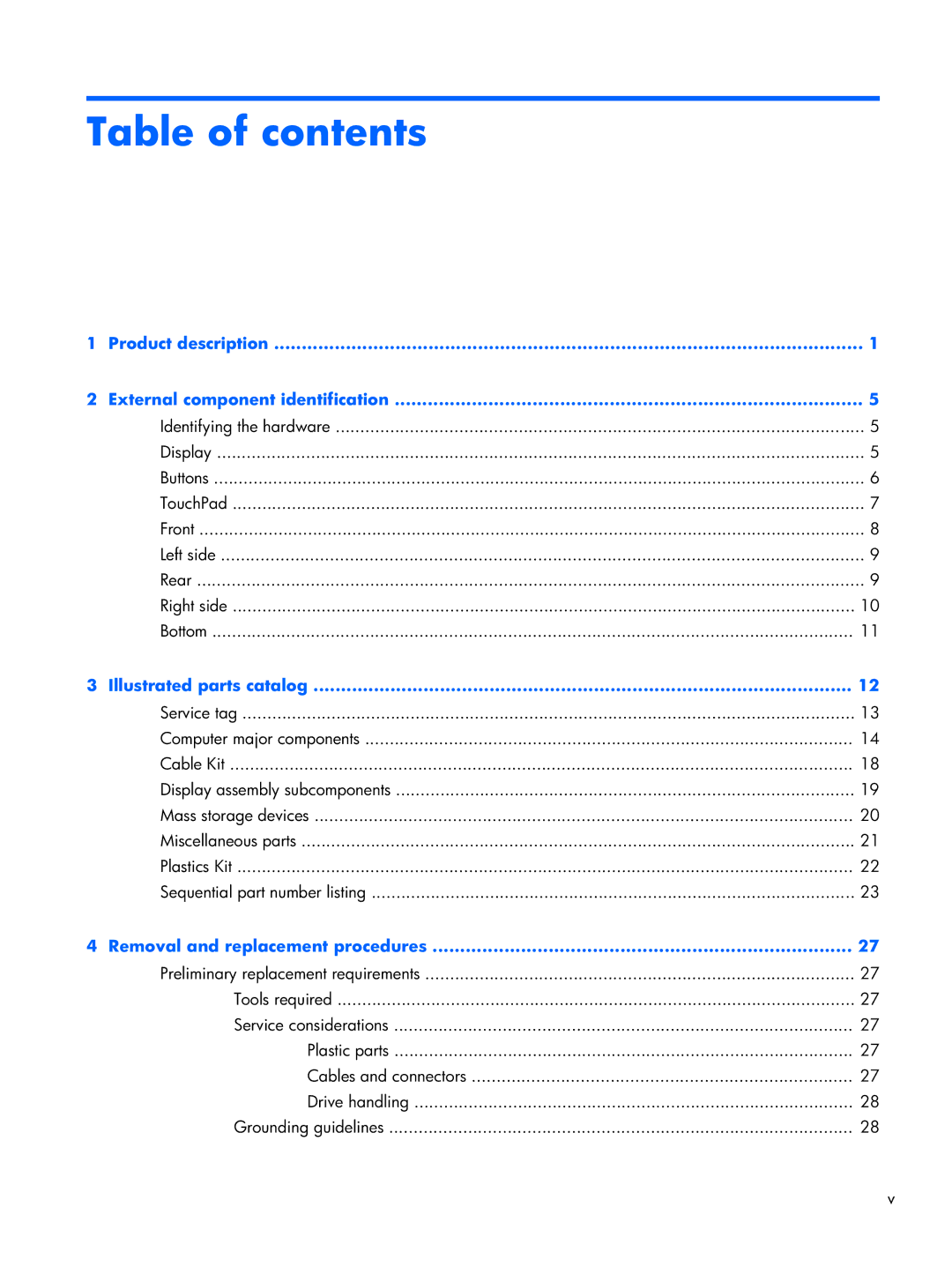 HP 6360t Mobile manual Table of contents 