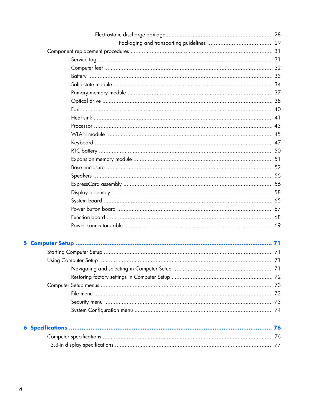 HP 6360t Mobile manual Specifications 