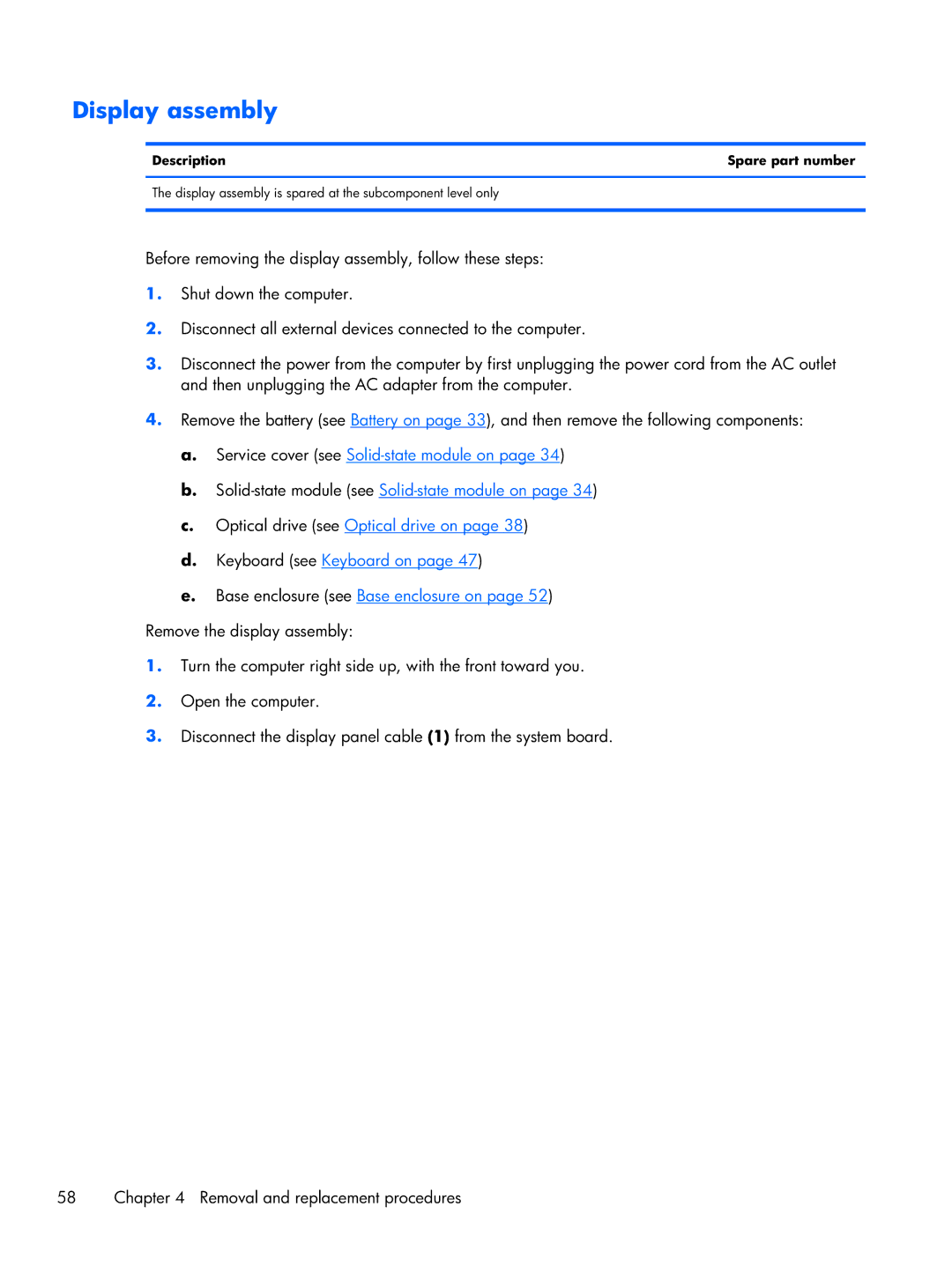 HP 6360t Mobile manual Display assembly 