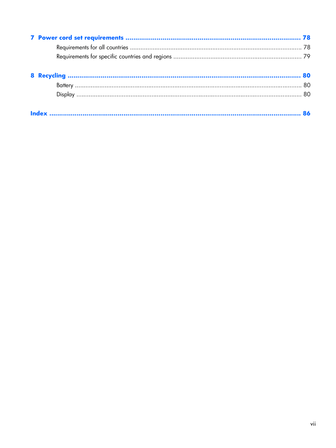 HP 6360t Mobile manual Vii 