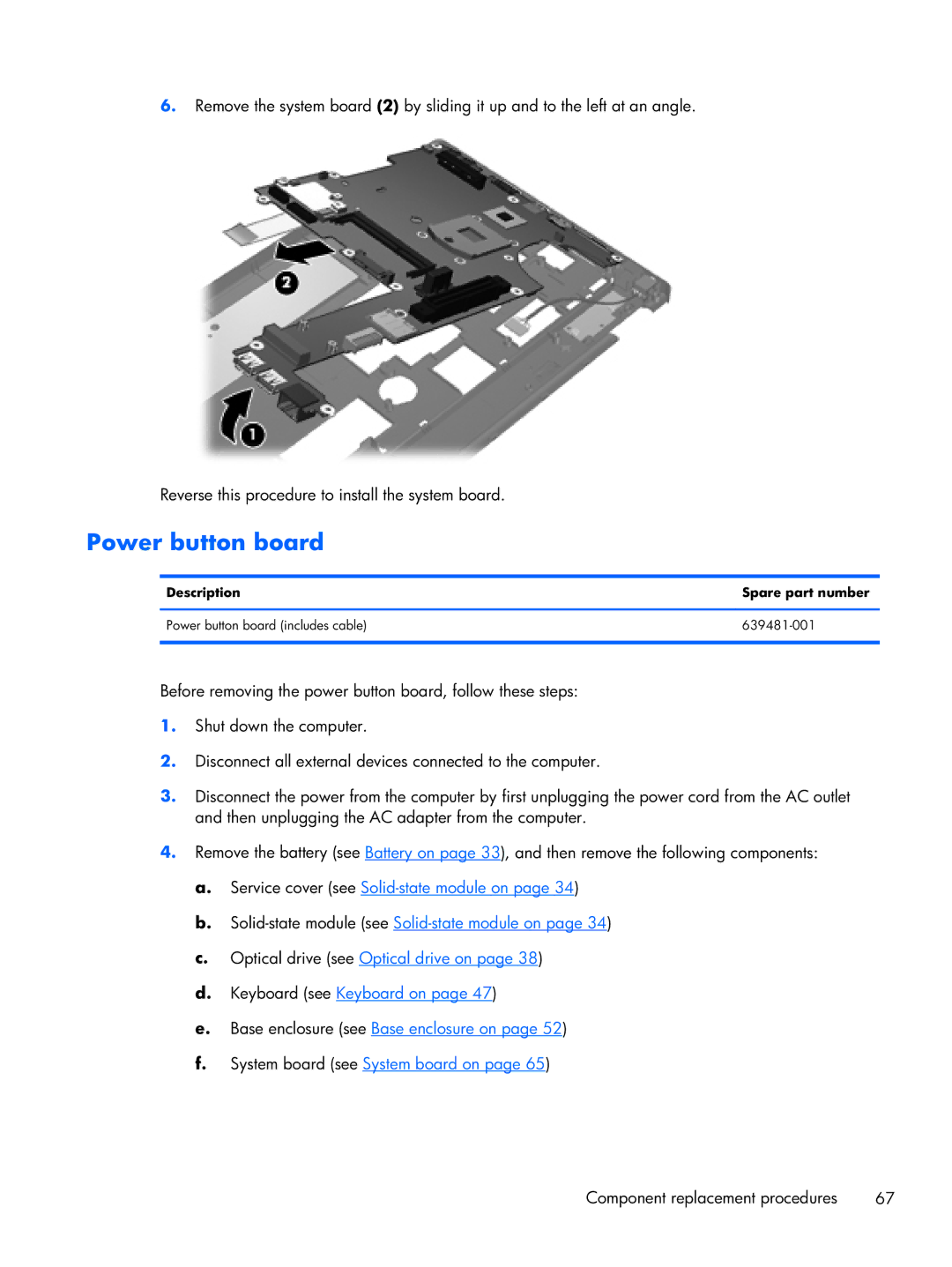 HP 6360t Mobile manual Power button board 