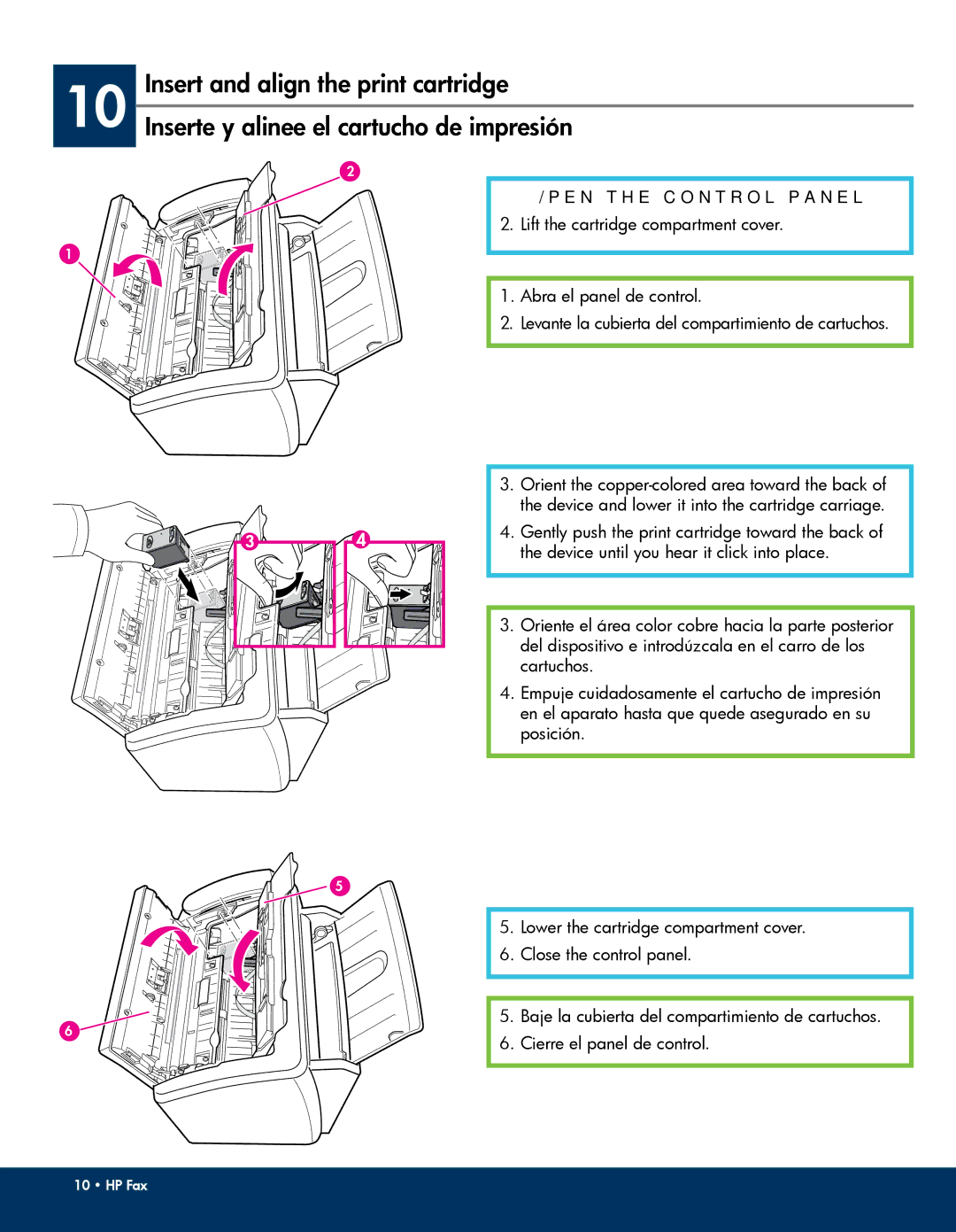 HP 640 Fax manual Open the control panel 