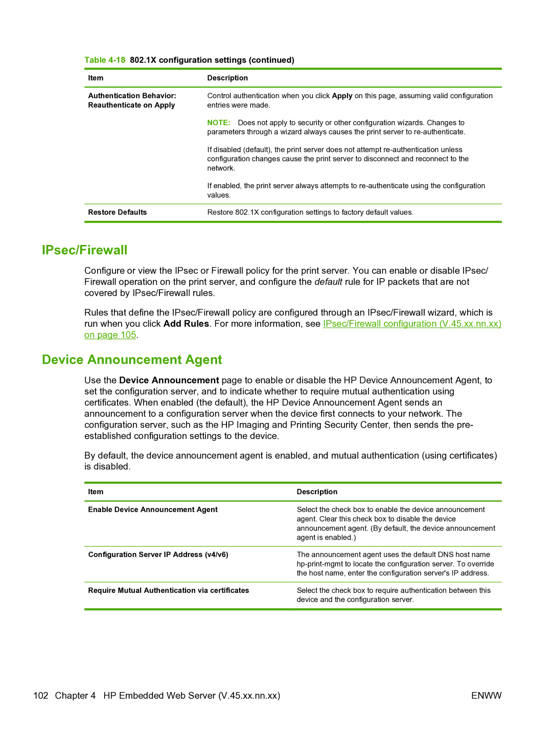 HP 640n Print Server manual Device Announcement Agent 