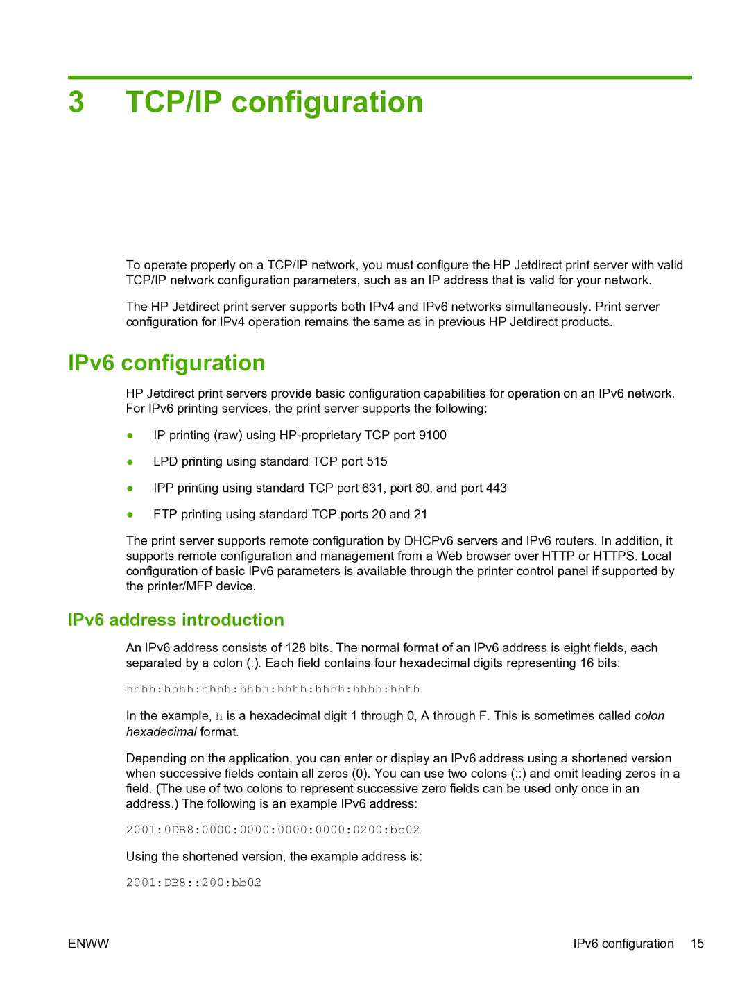 HP 640n Print Server manual IPv6 configuration, IPv6 address introduction 