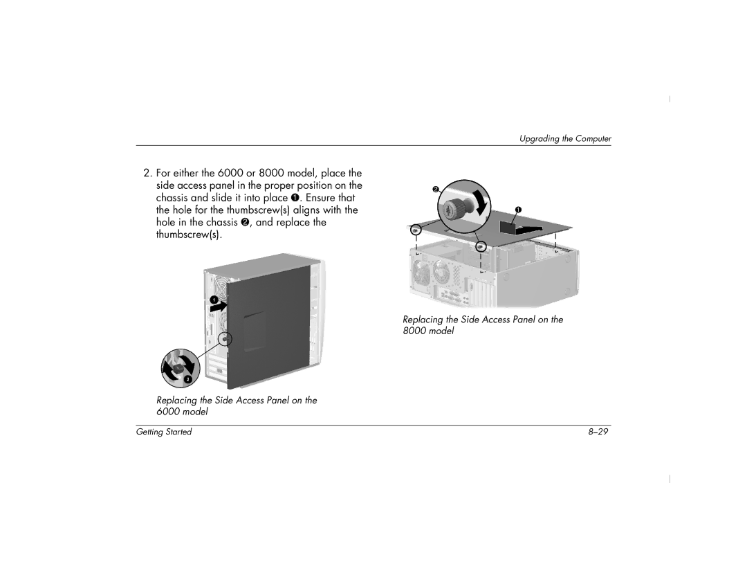 HP 6420NX, 6430NX, 6404US, 6401RSH, 6415CL, 6400NX, 6433US, 6435CL, 6450NX, 8000T-P8654M, 6485CL, 6475CL manual Upgrading the Computer 