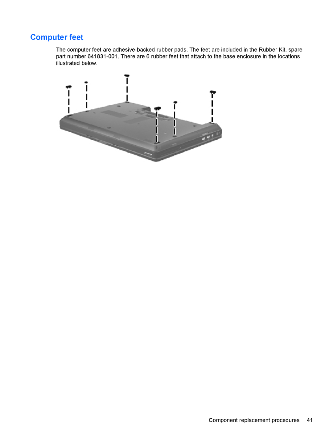 HP 6465B manual Computer feet 