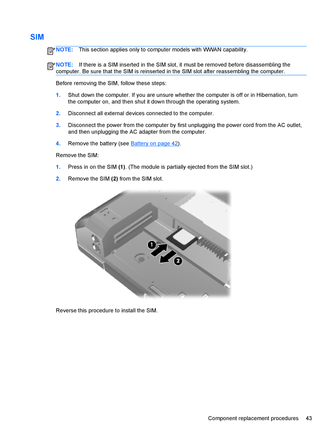 HP 6465B manual Sim 