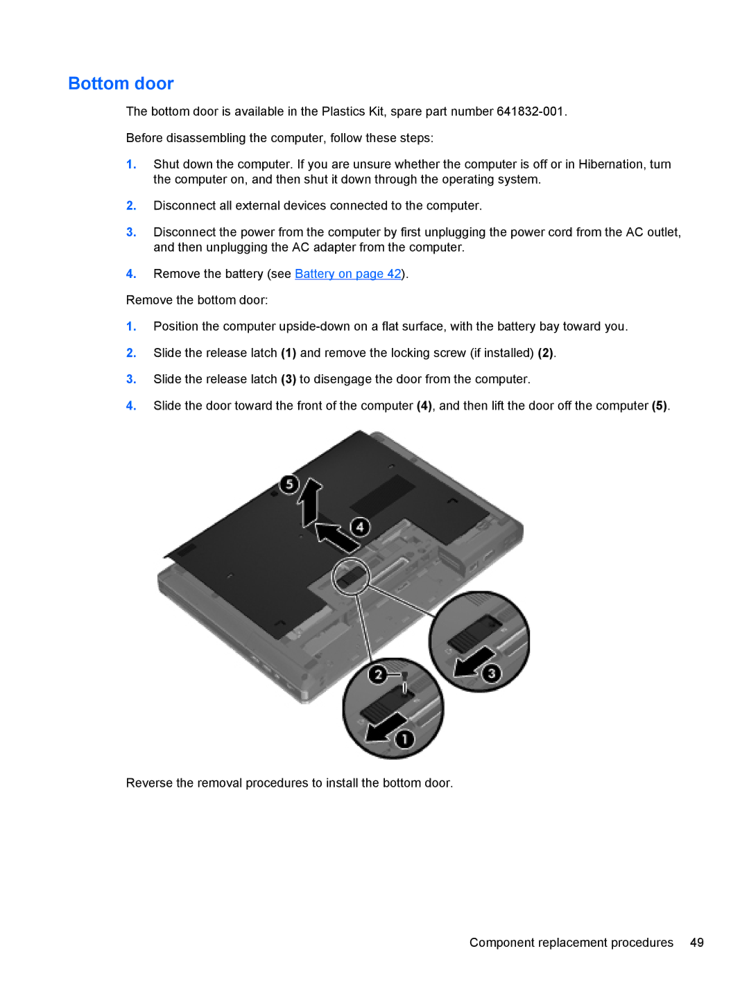 HP 6465B manual Bottom door 